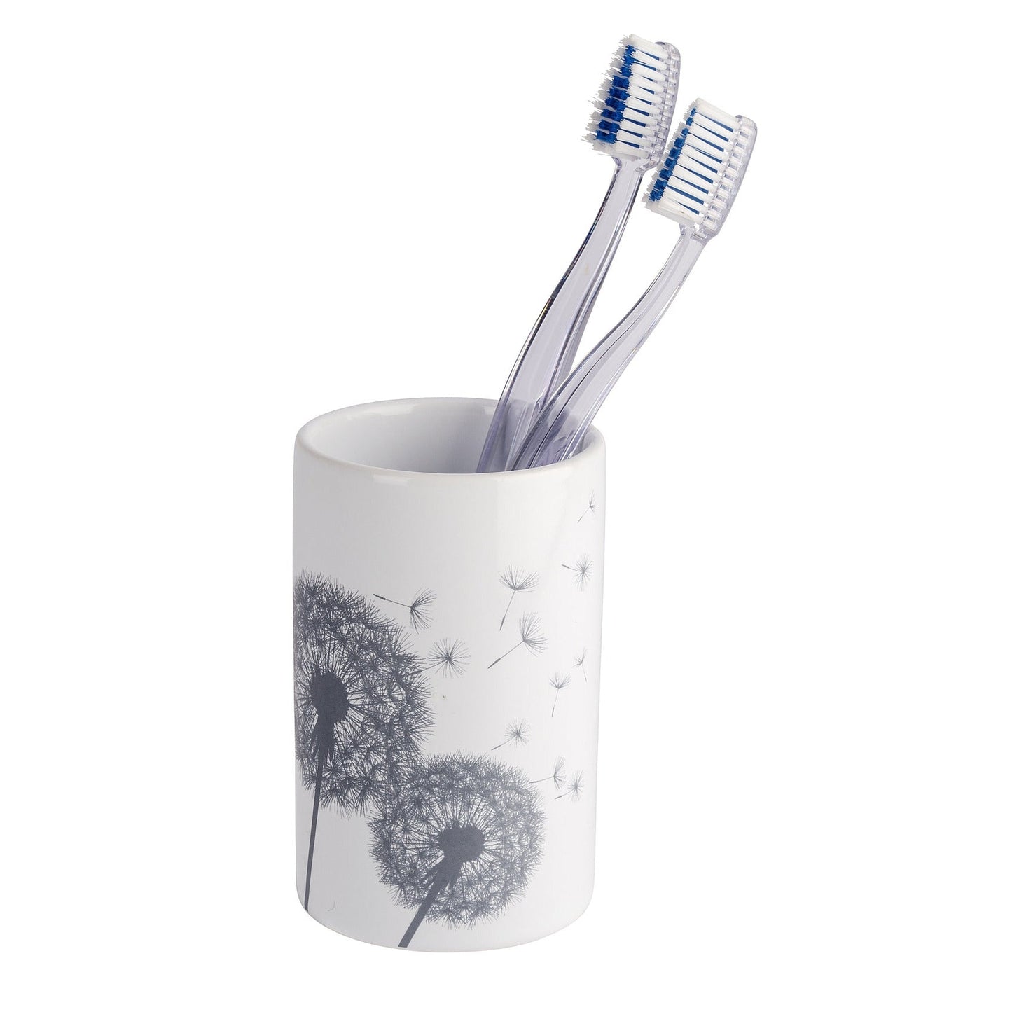 TOOTHBRUSH TUMBLER - ASTERA RANGE - CERAMIC - WHITE/GREY