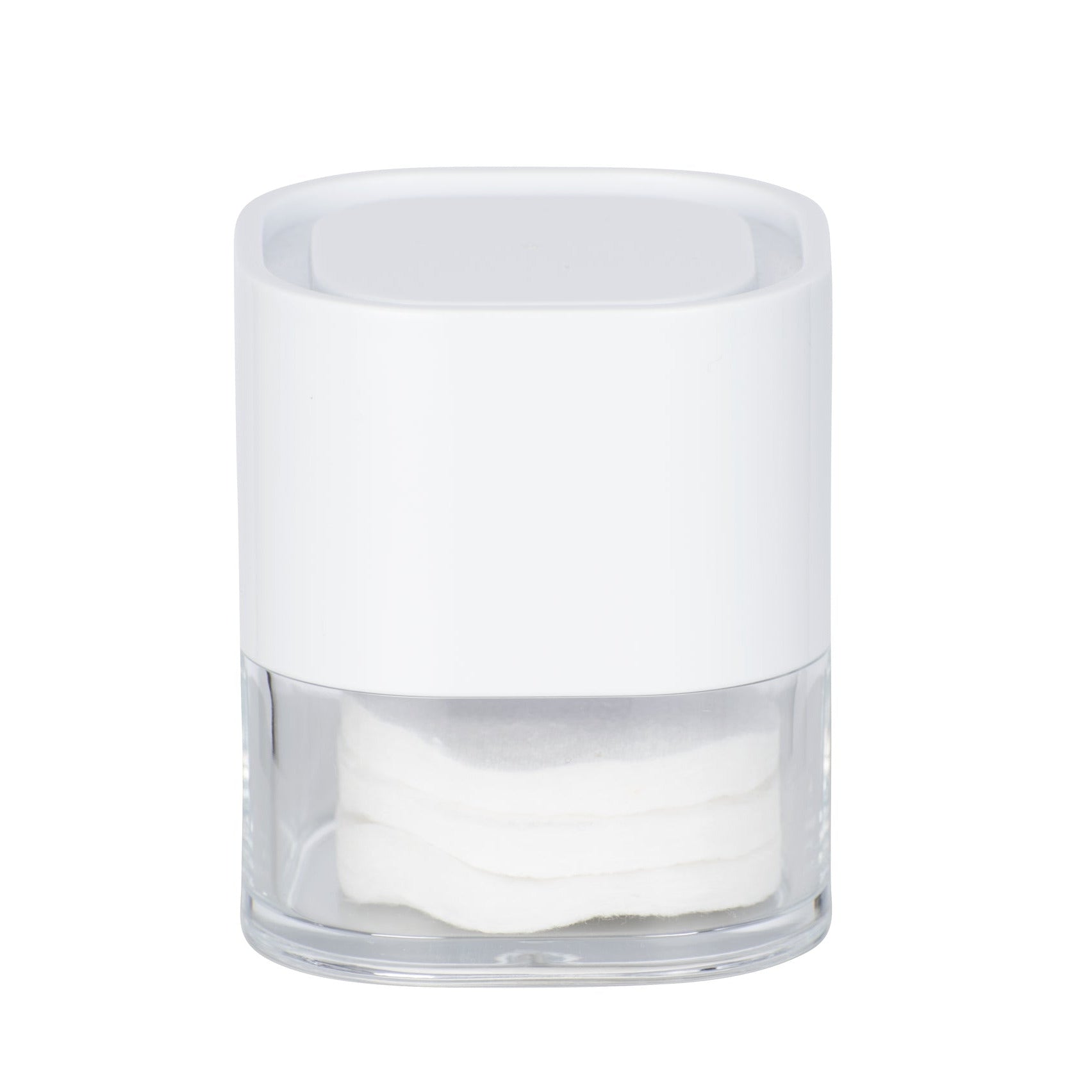 Bathroom Storage Jar - Oria - White & Clear Acrylic - 7.5X8.5X7.5cm