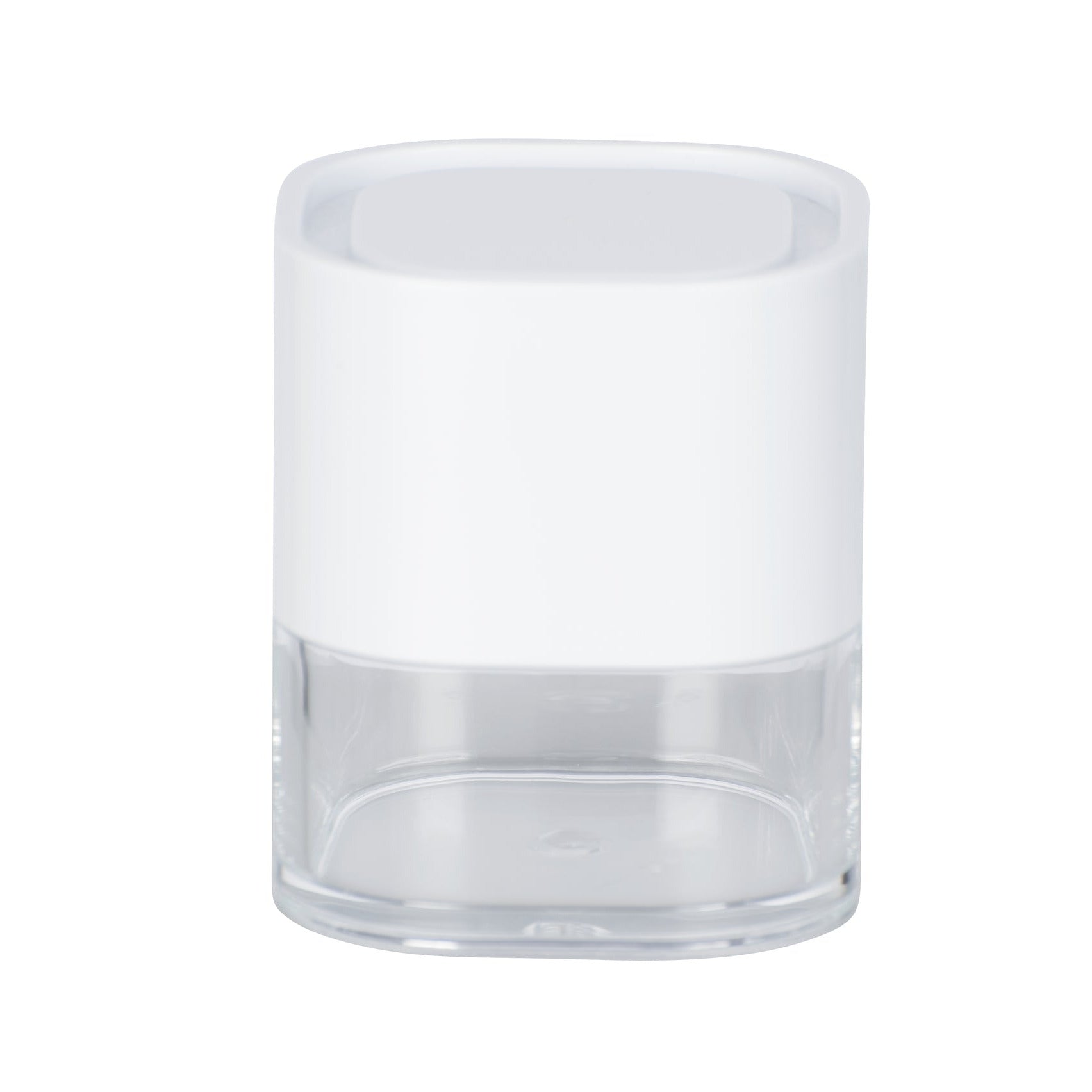 Bathroom Storage Jar - Oria - White & Clear Acrylic - 7.5X8.5X7.5cm