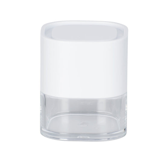 BATHROOM STORAGE JAR - ORIA - WHITE & CLEAR ACRYLIC - 7.5X8.5X7.5CM