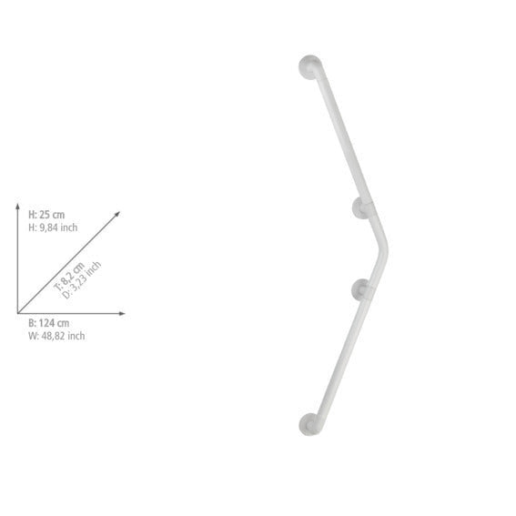Bathroom Grab Rail - Secura - White - 135° 67x67cm
