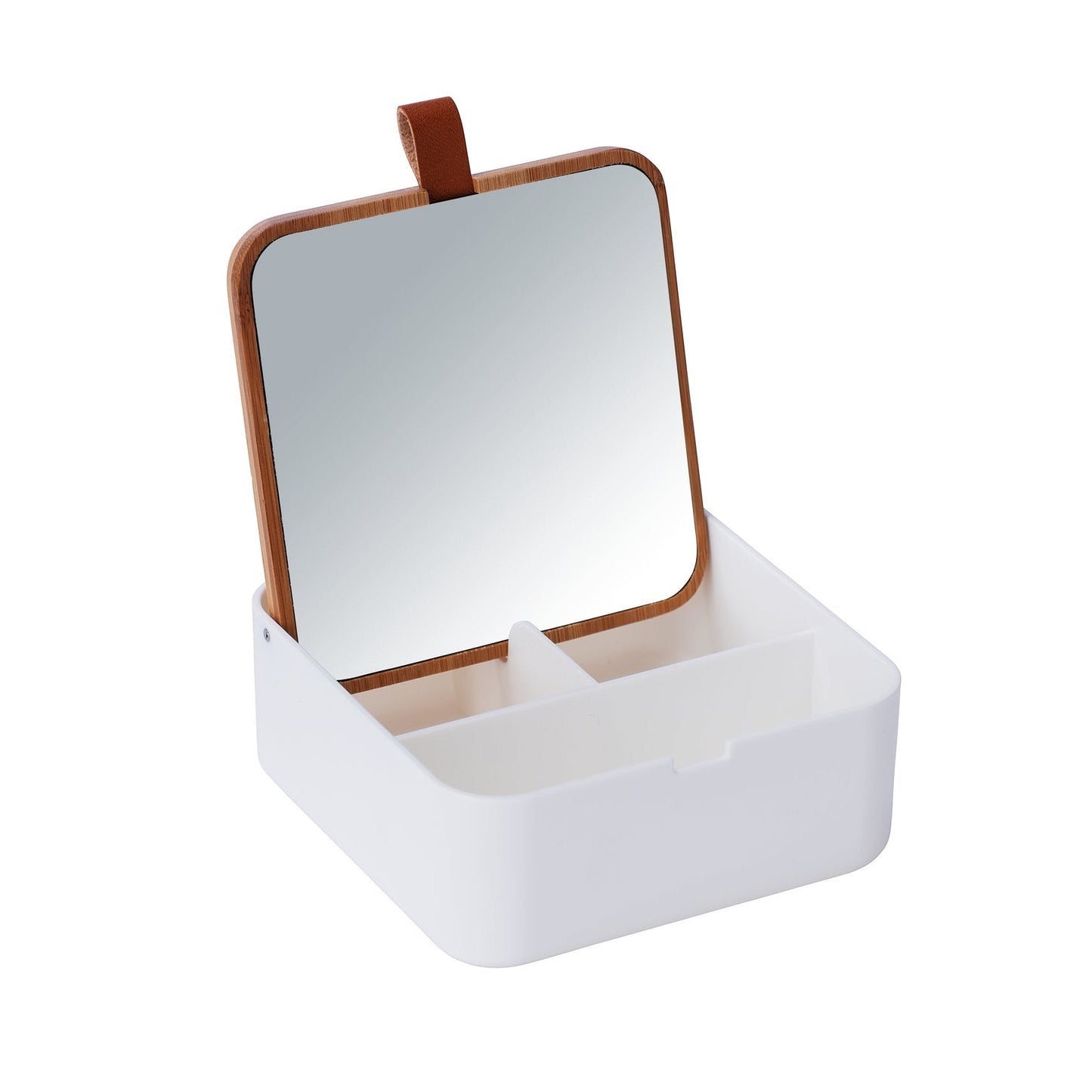 ORGANIZER WITH COSMETIC MIRROR - BOVISA - WHITE