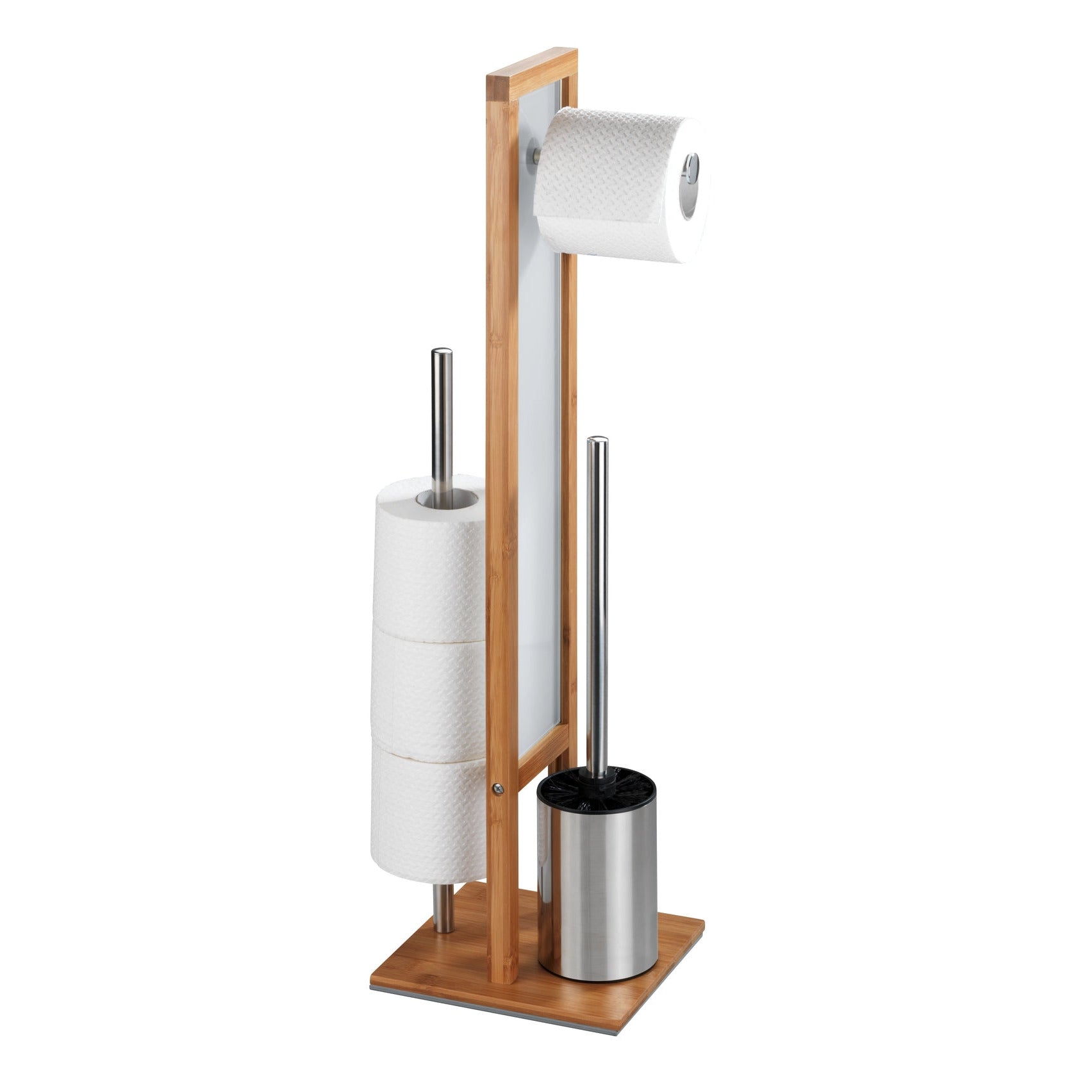 Freestanding Toilet Brush & Roll Holder - Rivalta - Bamboo