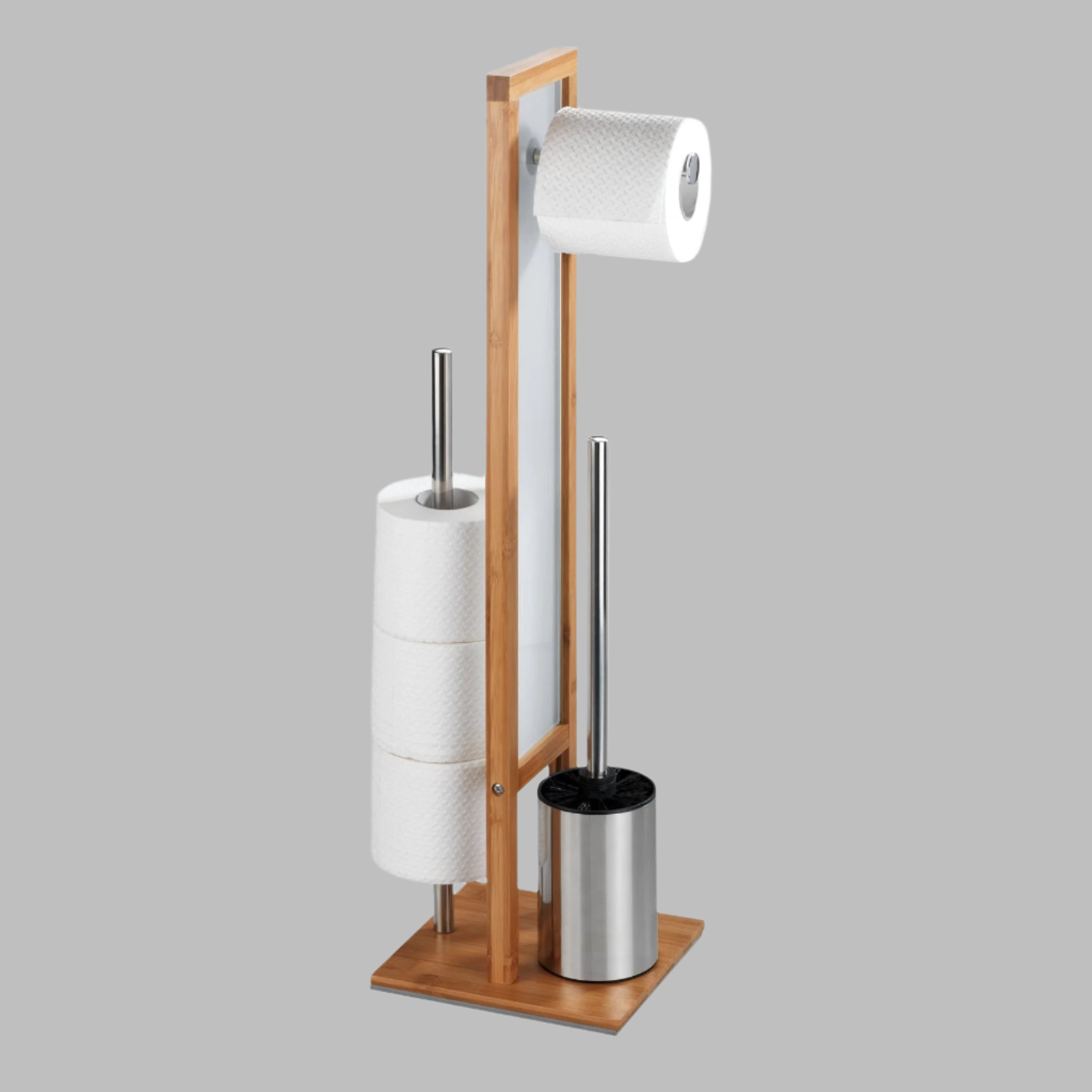 Freestanding Toilet Brush & Roll Holder - Rivalta - Bamboo