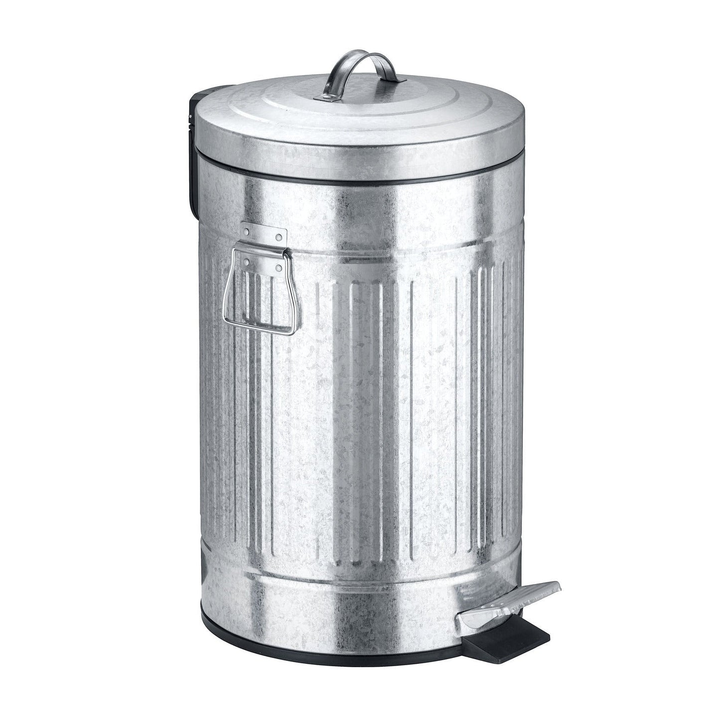 12L PEDAL BIN - NEW YORK RETRO STYLE - EASY CLOSE - METAL - SILVER