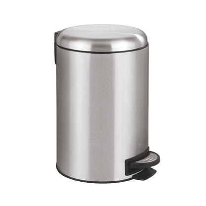 12L PEDAL BIN - LEMAN - EASY-CLOSE - STAINLESS STEEL - SILVER