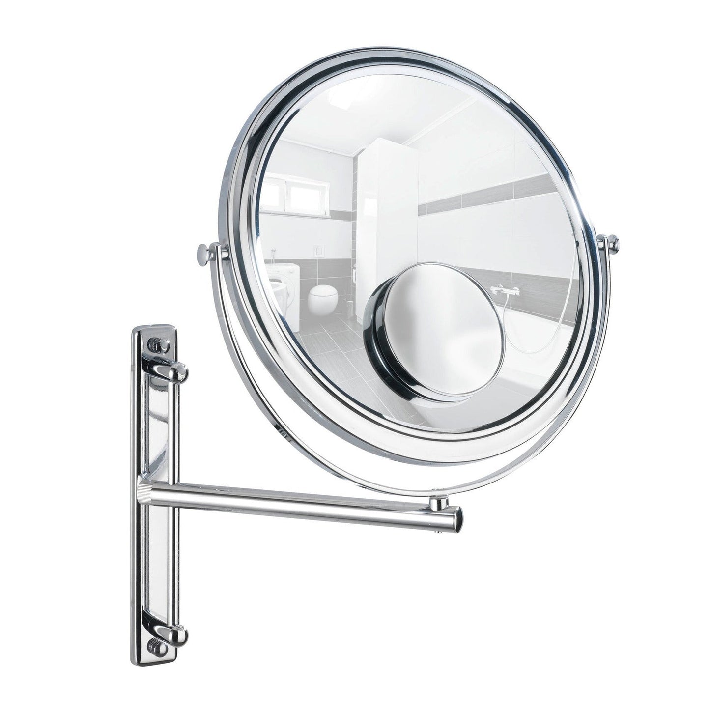 COSMETIC WALL MIRROR WITH SWIVELLING ARM - 3X 7X MAGNIF -BIVONA MODEL