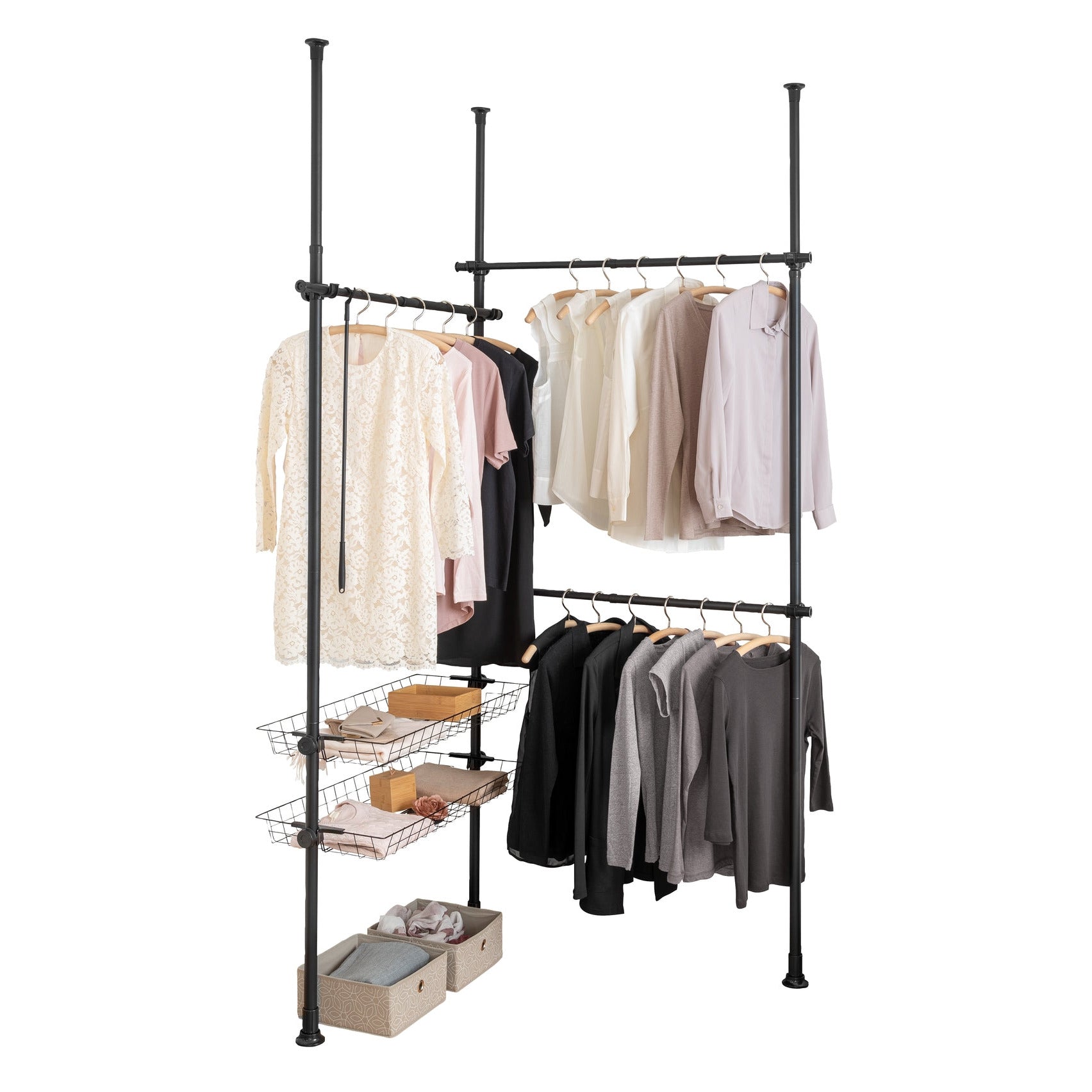 Clothing Organizer - Adjustable Telescopic System - Herkules - Duo Black