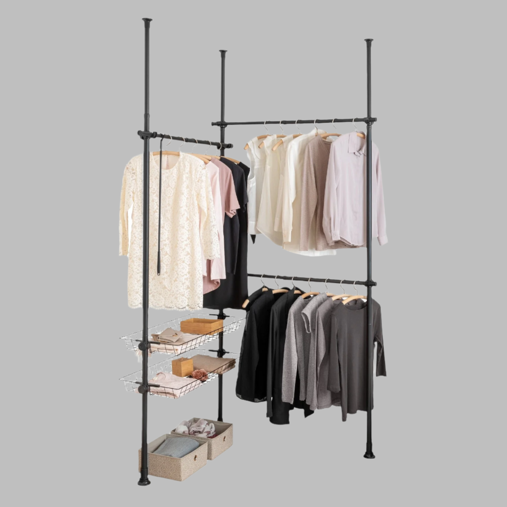 Clothing Organizer - Adjustable Telescopic System - Herkules - Duo Black