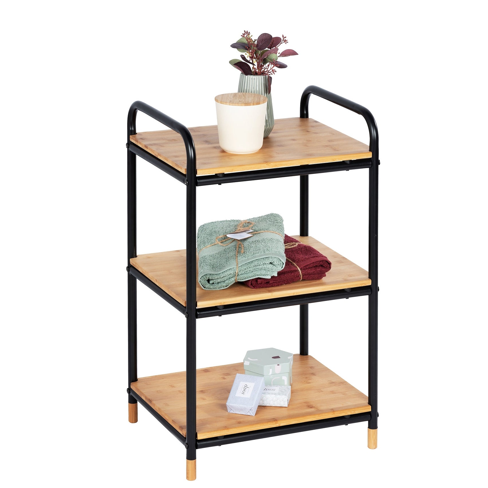 3-Tier Shelving Unit - Loft - Metal & Bamboo