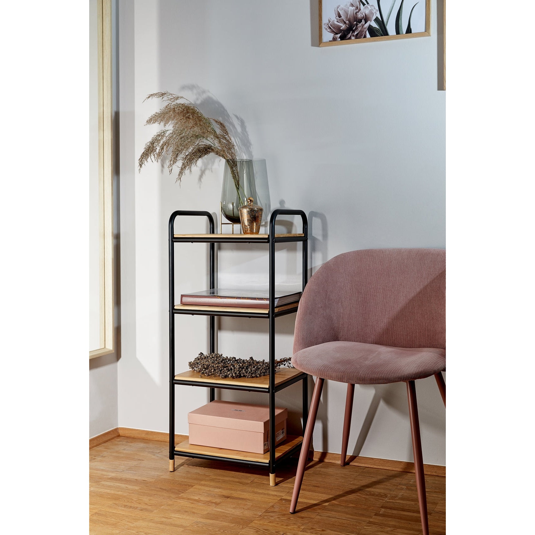 4-Tier Shelving Unit - Loft - Bamboo & Metal