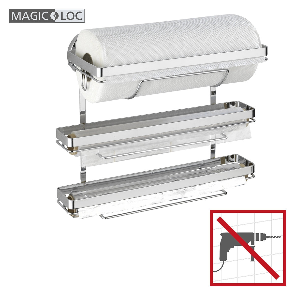 Magic-Loc Kitchen Roll Holder - Trio - No Drilling