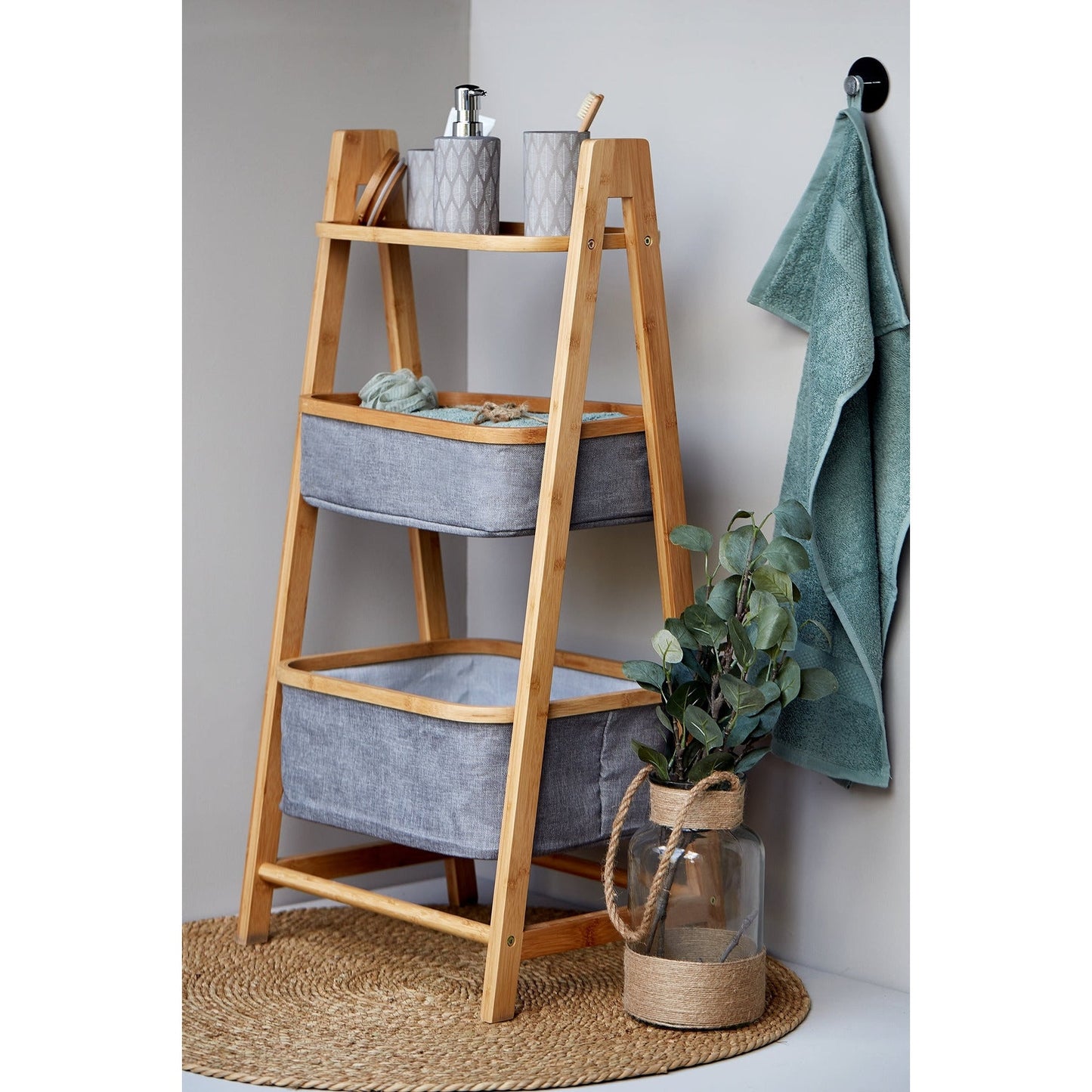 BAHARI SHELF UNIT WITH 2 BASKETS - BAMBOO