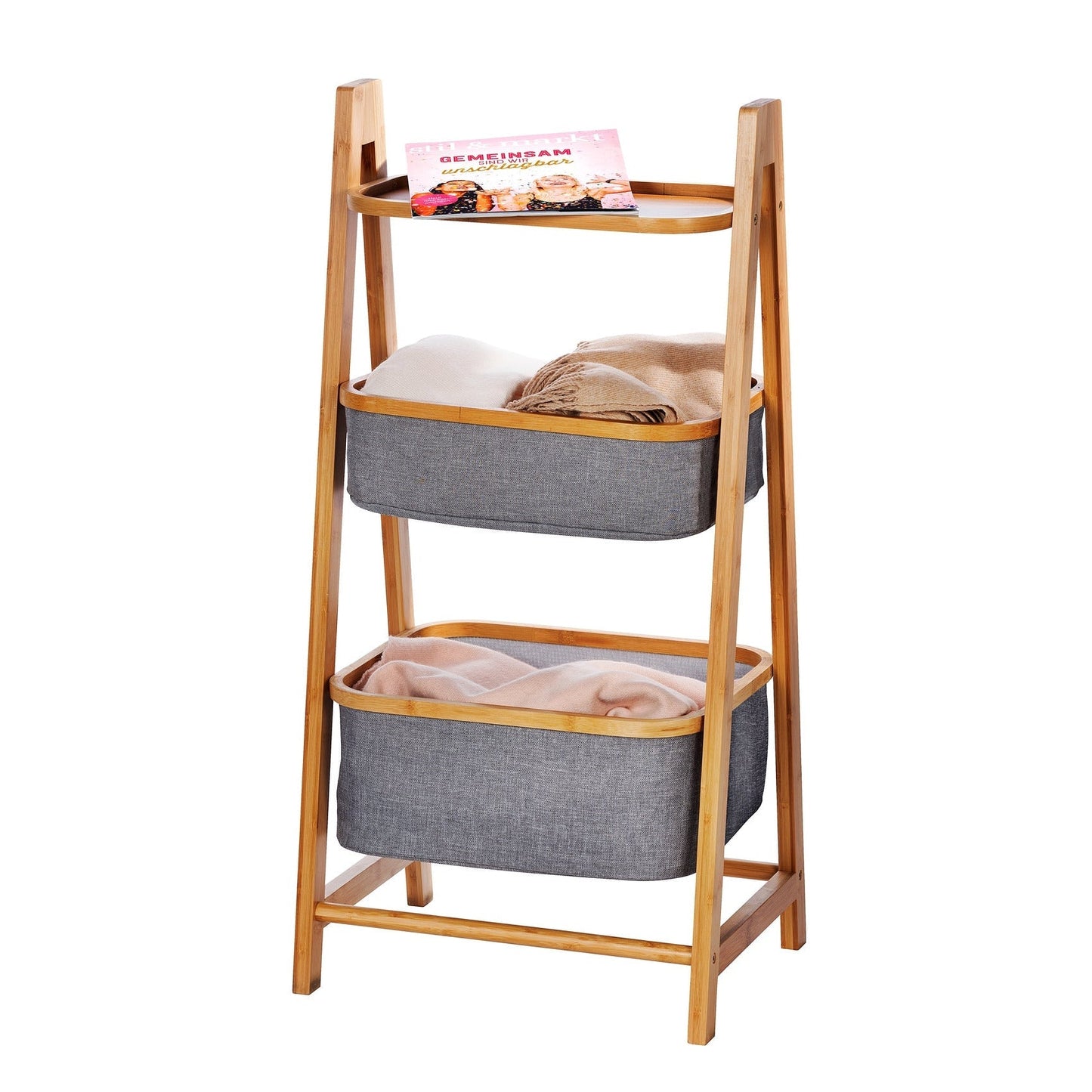 BAHARI SHELF UNIT WITH 2 BASKETS - BAMBOO