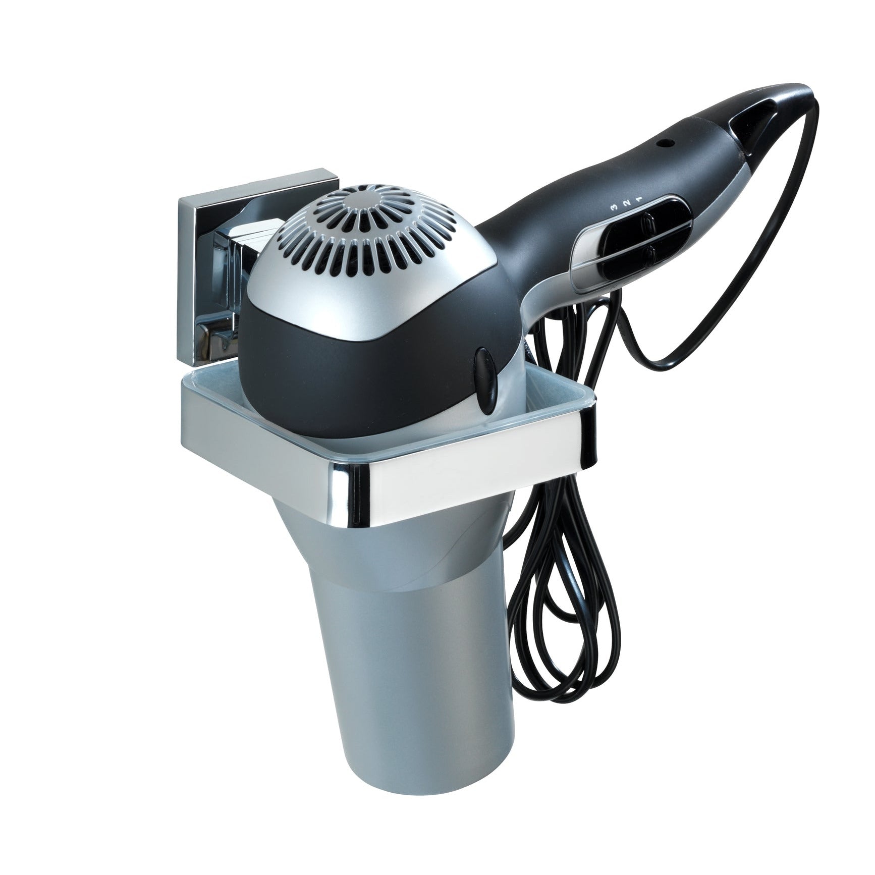 Vacuum-Loc Hair Dryer Holder Quadro Range - S/Steel - No Drilling