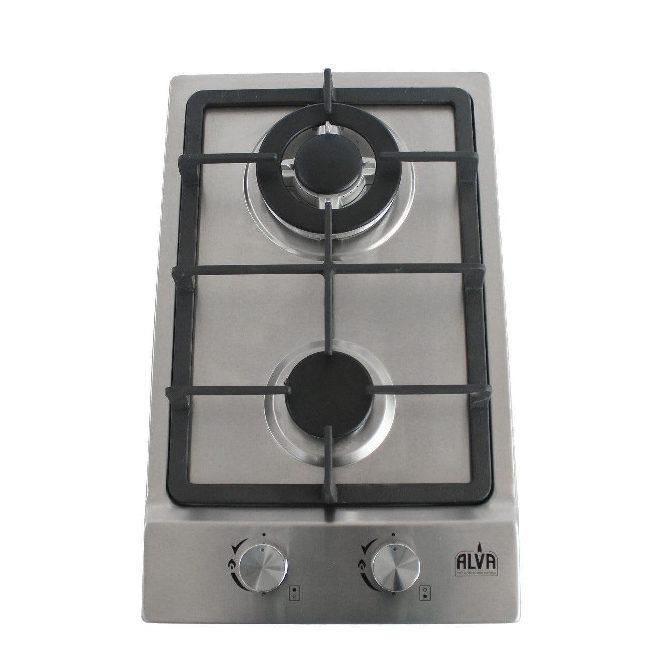 30cm 2-Burner Gas Hob - Stainless Steel