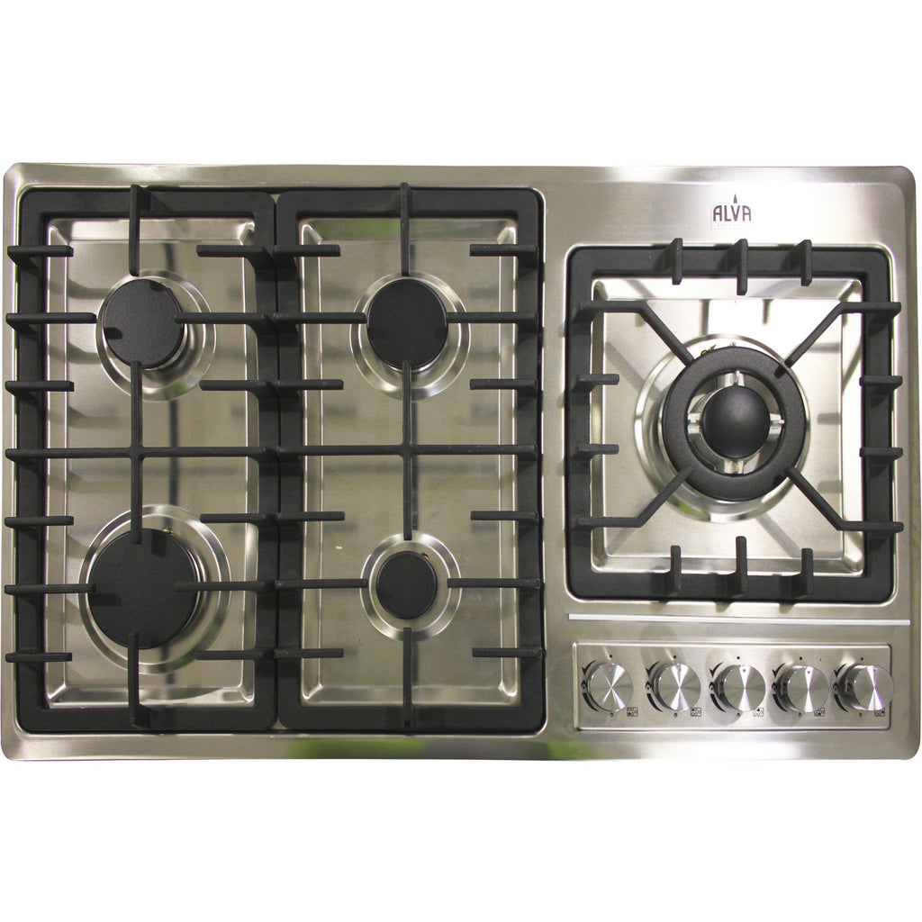90cm 5-Burner Gas Hob - Stainless Steel