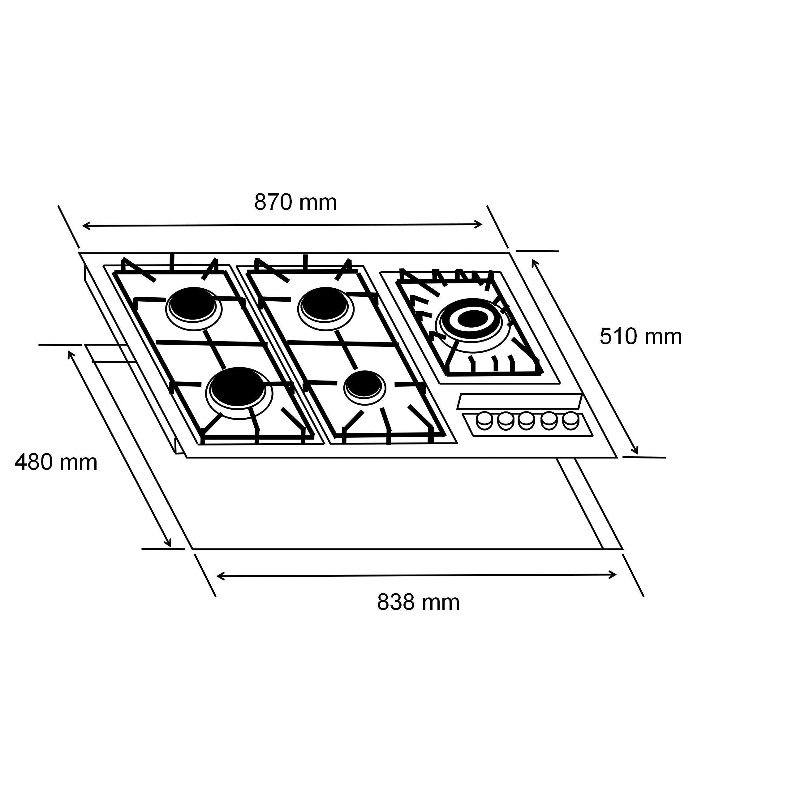 90cm 5-BURNER GAS HOB - STAINLESS STEEL - Alva Lifestyle Retail