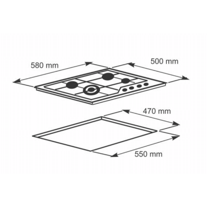60cm 4-BURNER GAS HOB - STAINLESS STEEL - Alva Lifestyle Retail