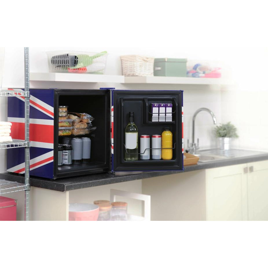 46L COUNTER-TOP MINI FRIDGE - SOLID DOOR - UNION JACK FLAG - Alva Lifestyle Retail