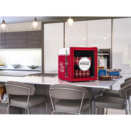 46L COUNTER-TOP BEVERAGE COOLER W/ GLASS DOOR - COCA COLA - RED - Alva Lifestyle Retail