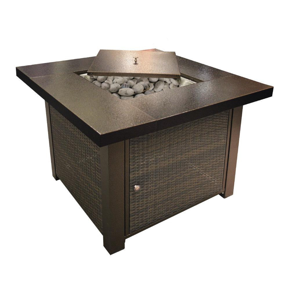 Gas Firetable - Hammertone Top / Wicker-Look Side (GFT001)