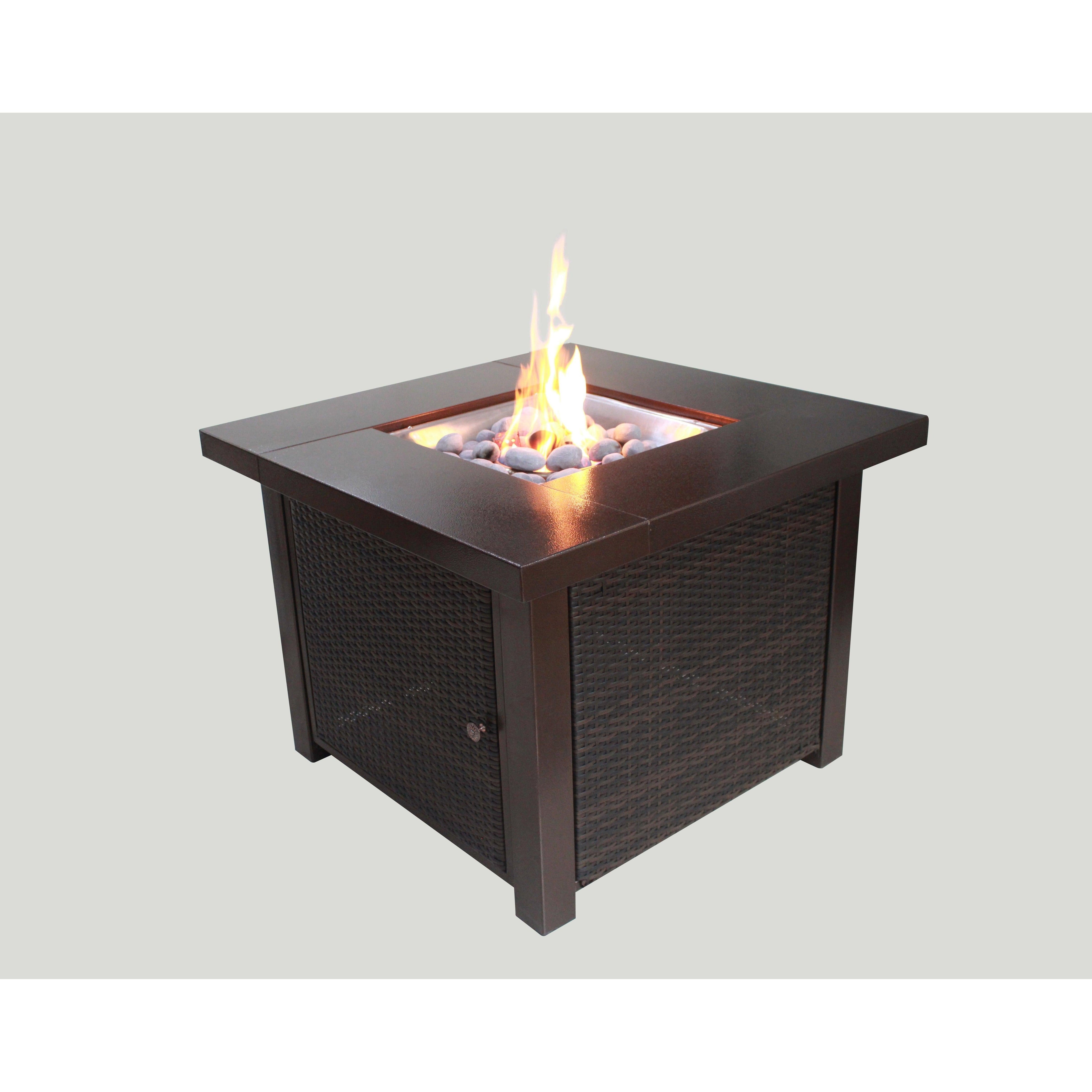GAS FIRETABLE - WICKER FINISH - 965x965x736mm - Alva Lifestyle Retail