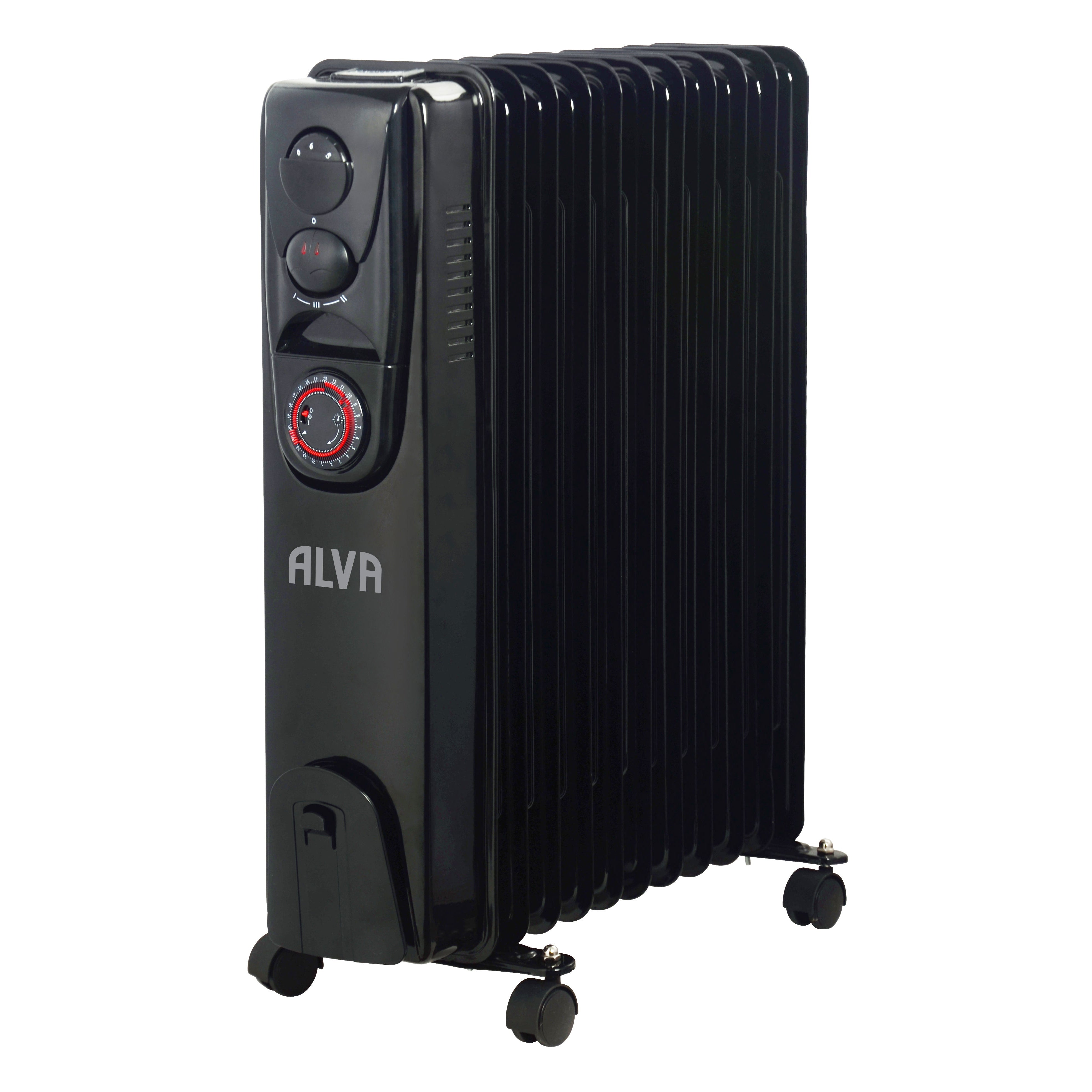 ALVA - 11 FINS 2500W OIL FILLED HEATER - TIMER FUNCTION - GLOSSY BLACK