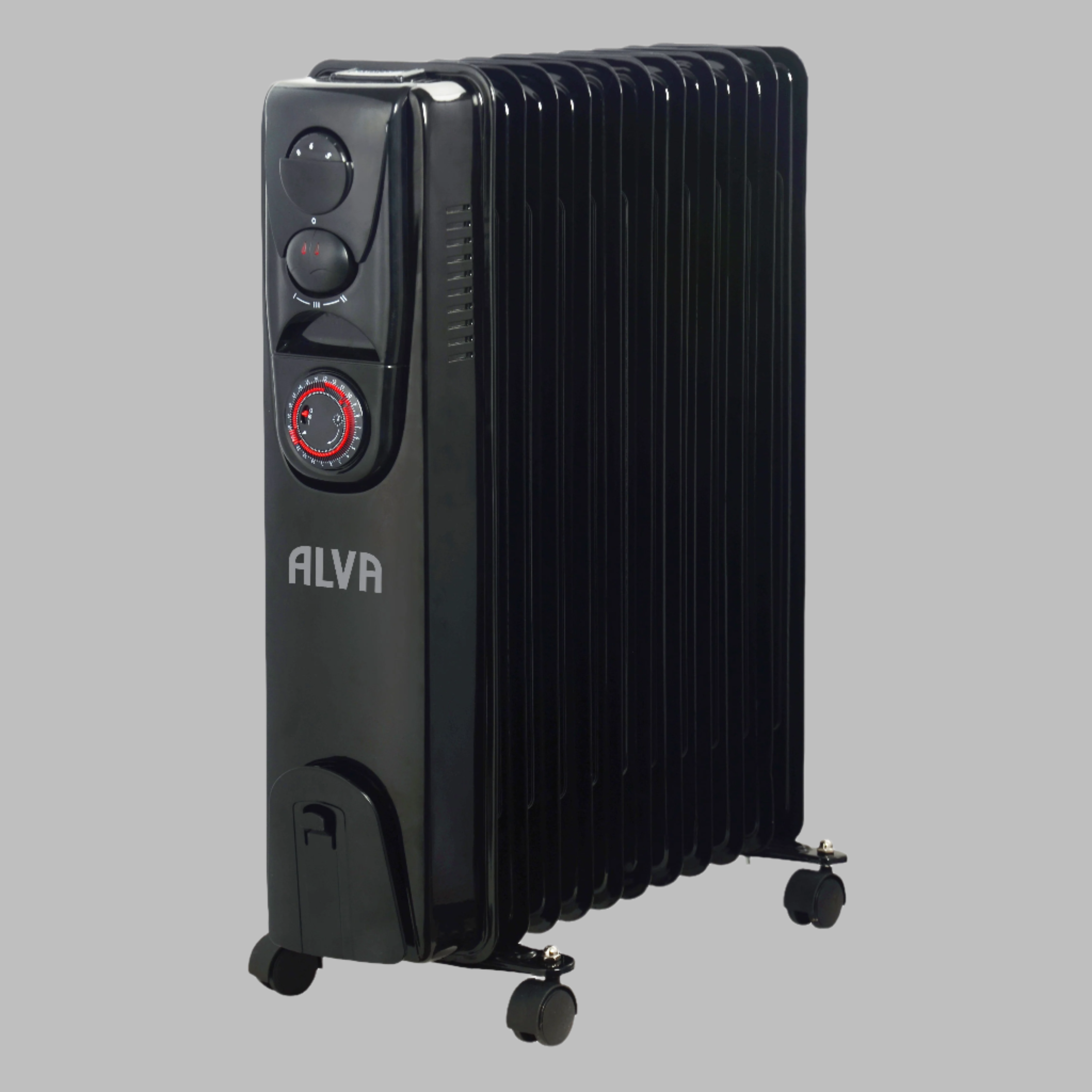 11 Fins 2500W Oil Filled Heater - Timer Function - Glossy Black
