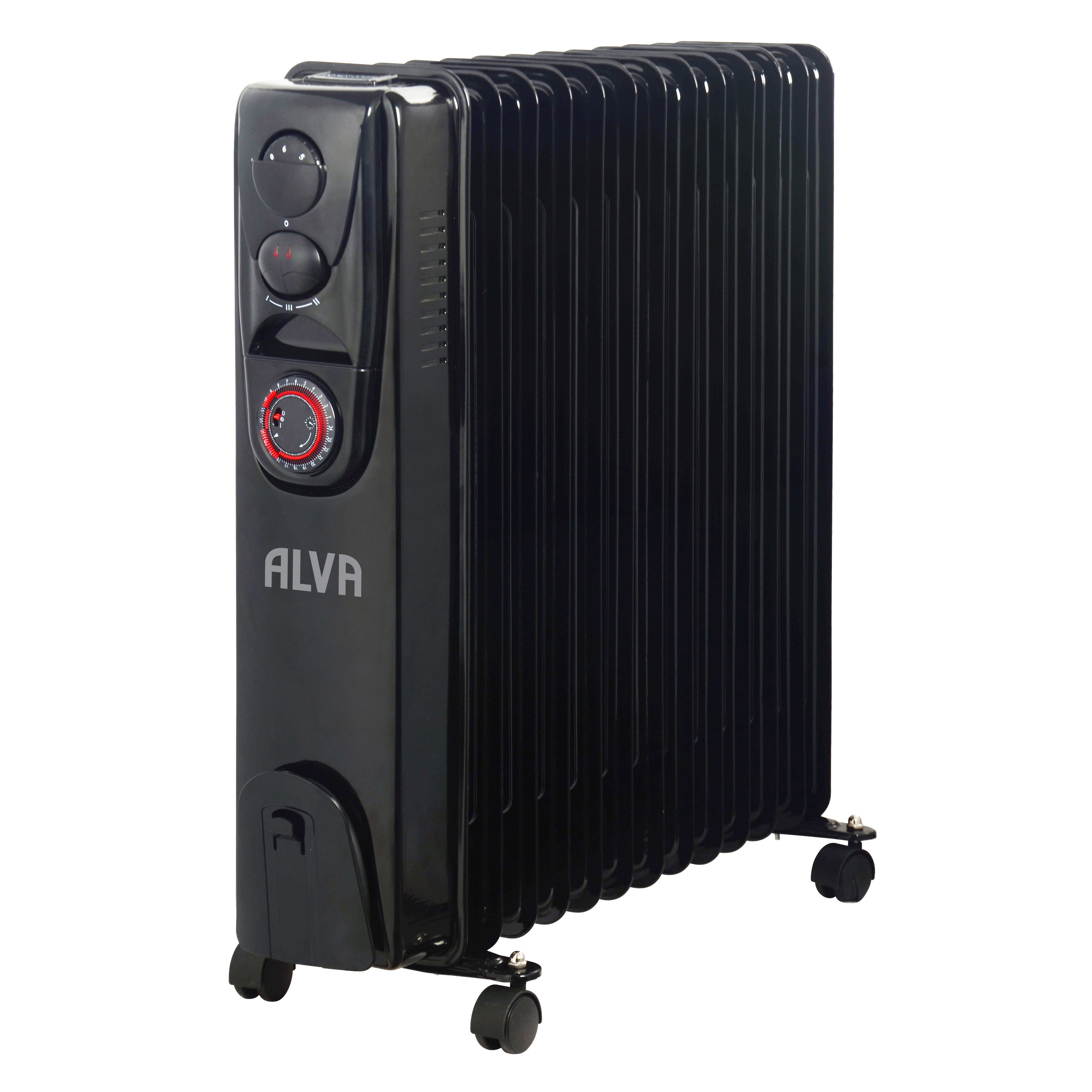 13 Fins 2500W Oil Filled Heater - Timer Function - Glossy Black