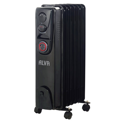 7 FINS 1500W OIL FILLED HEATER - TIMER FUNCTION - GLOSSY BLACK