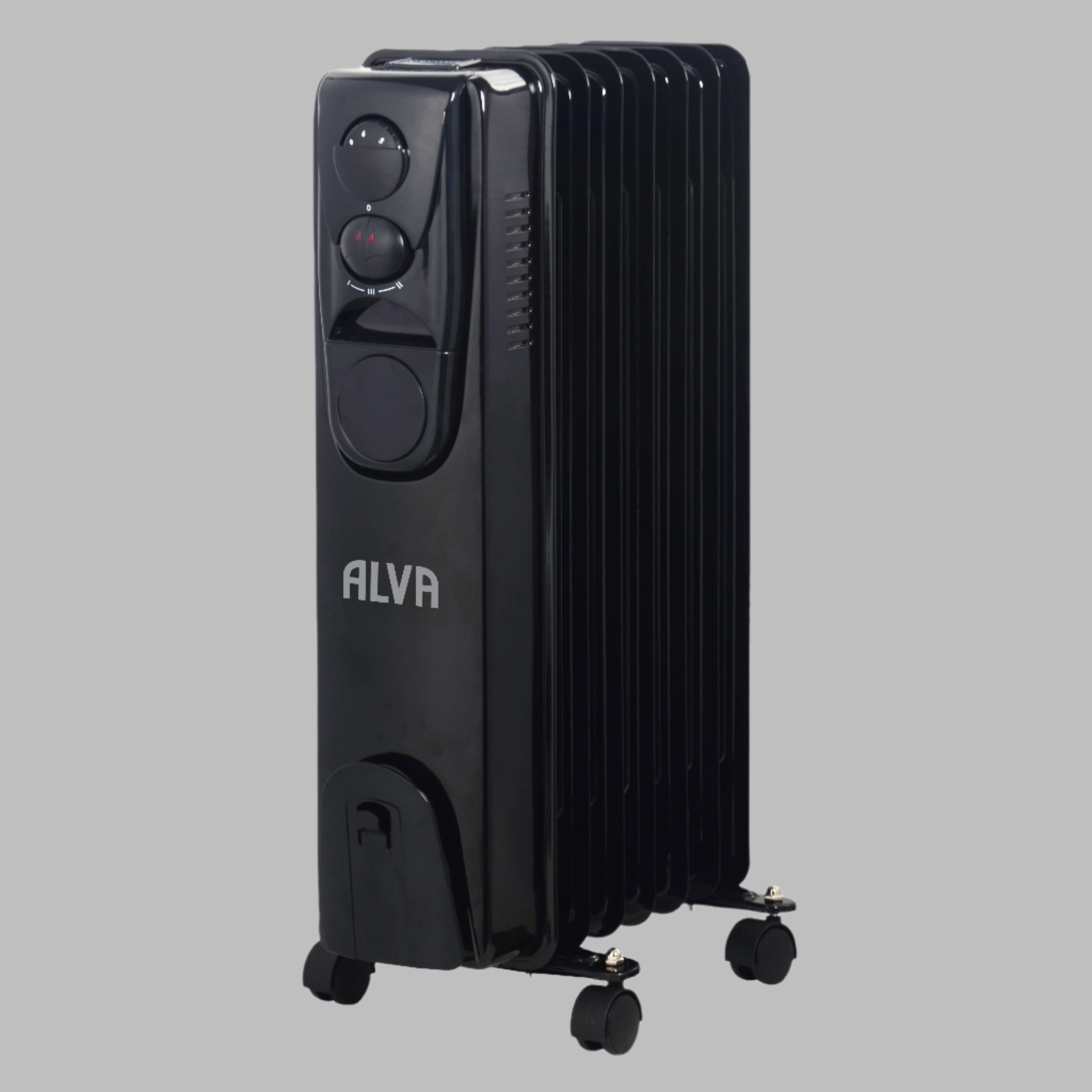7 Fins 1500W Oil Filled Heater - Glossy Black