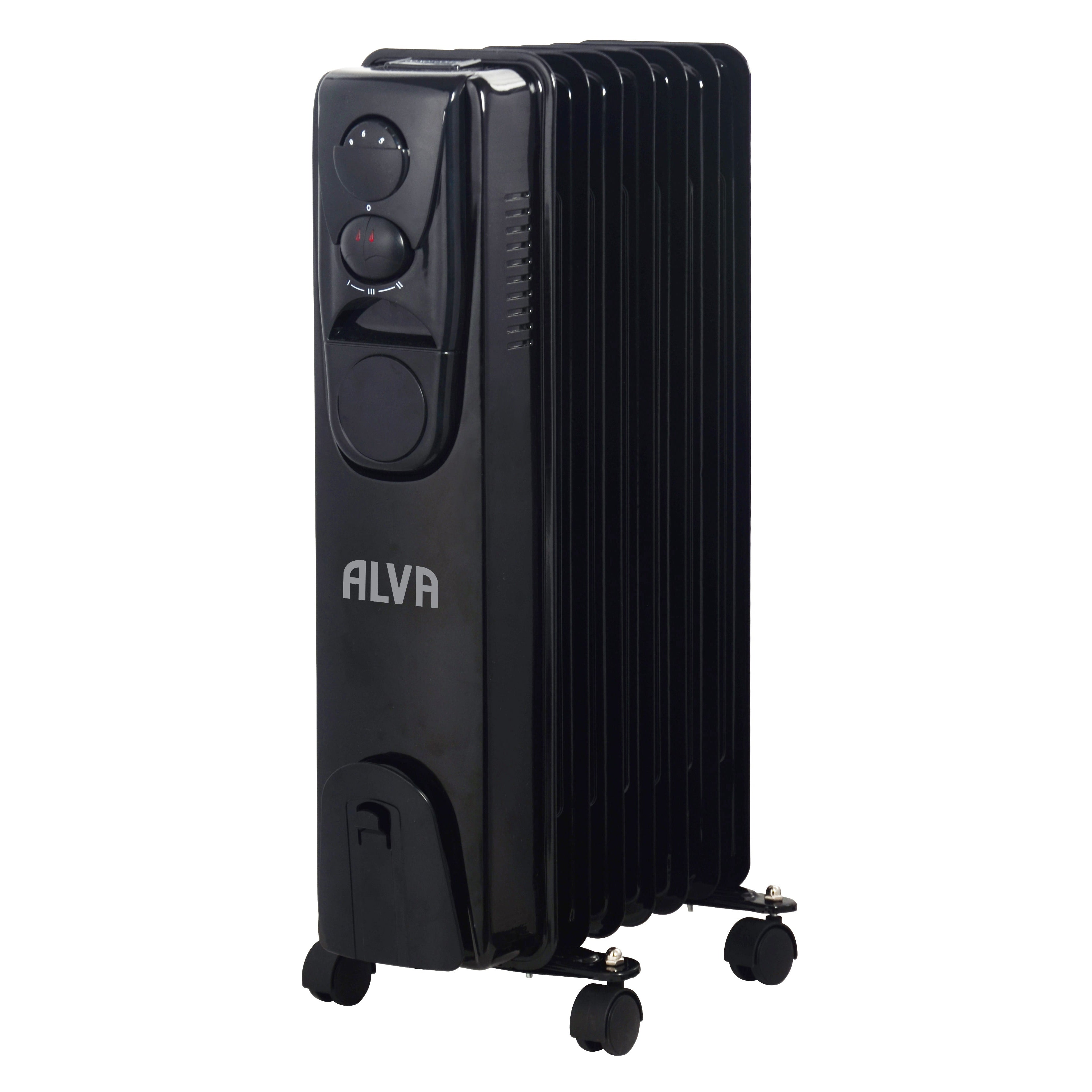 7 Fins 1500W Oil Filled Heater - Glossy Black