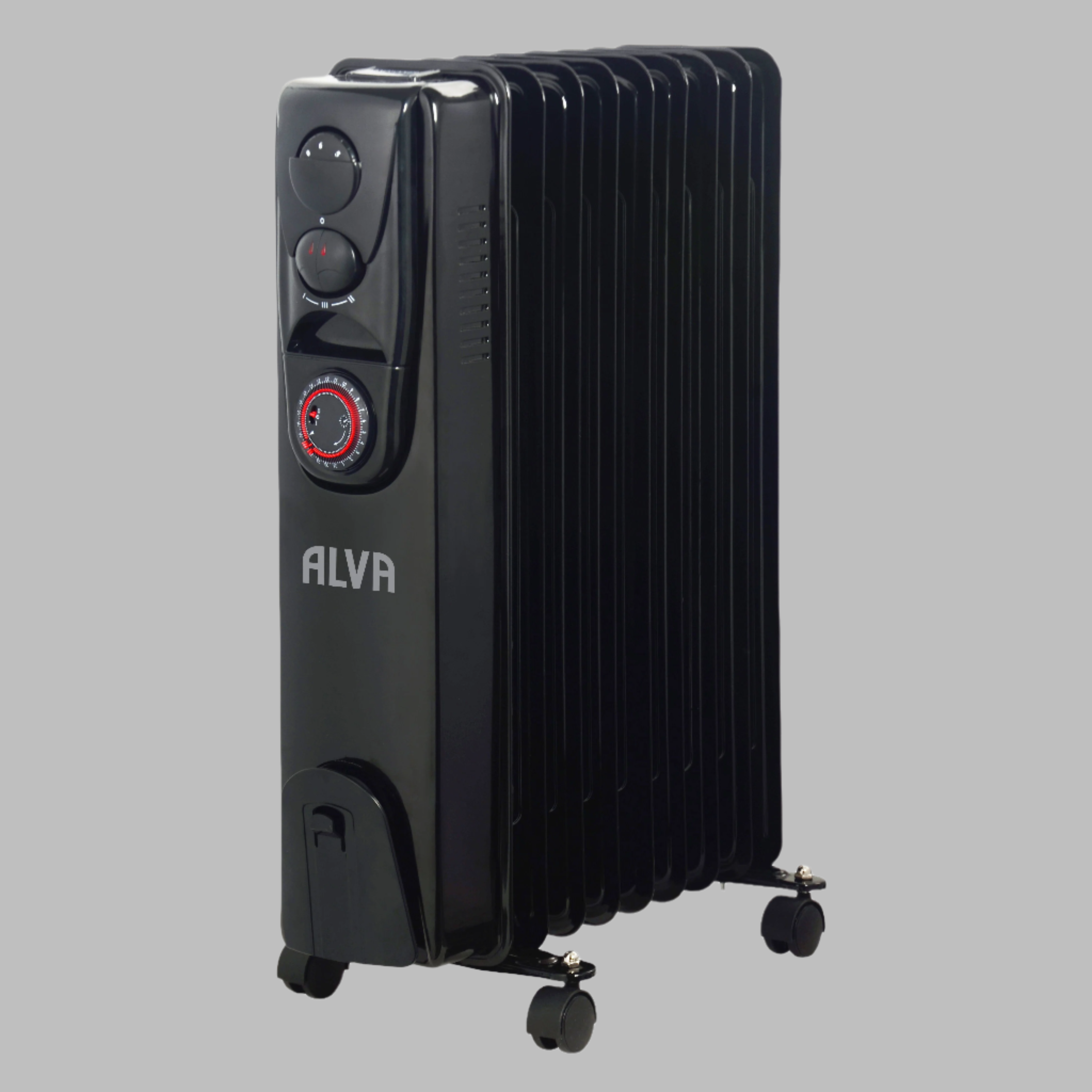 9 Fins 2000W Oil Filled Heater - Timer Function - Glossy Black