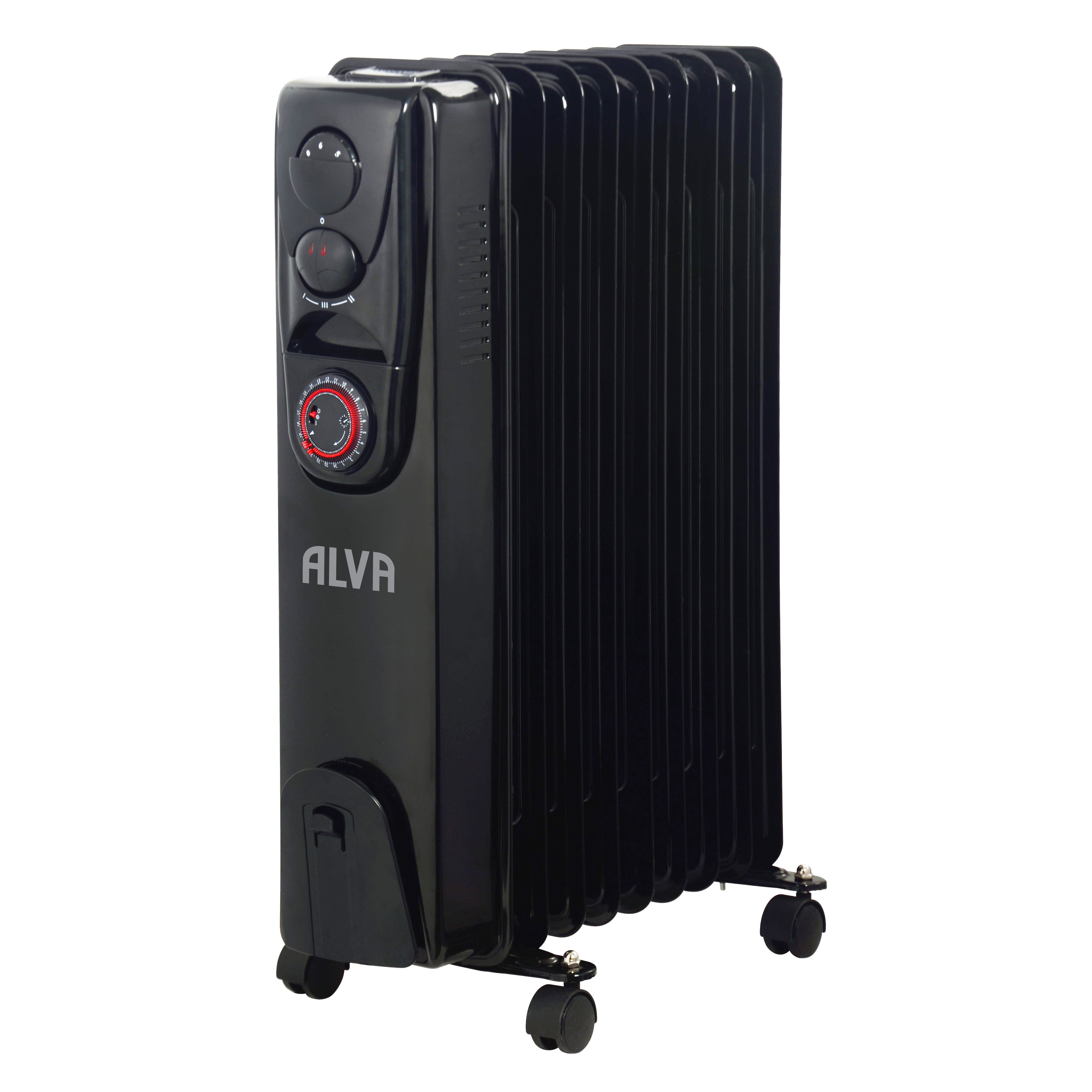9 Fins 2000W Oil Filled Heater - Timer Function - Glossy Black