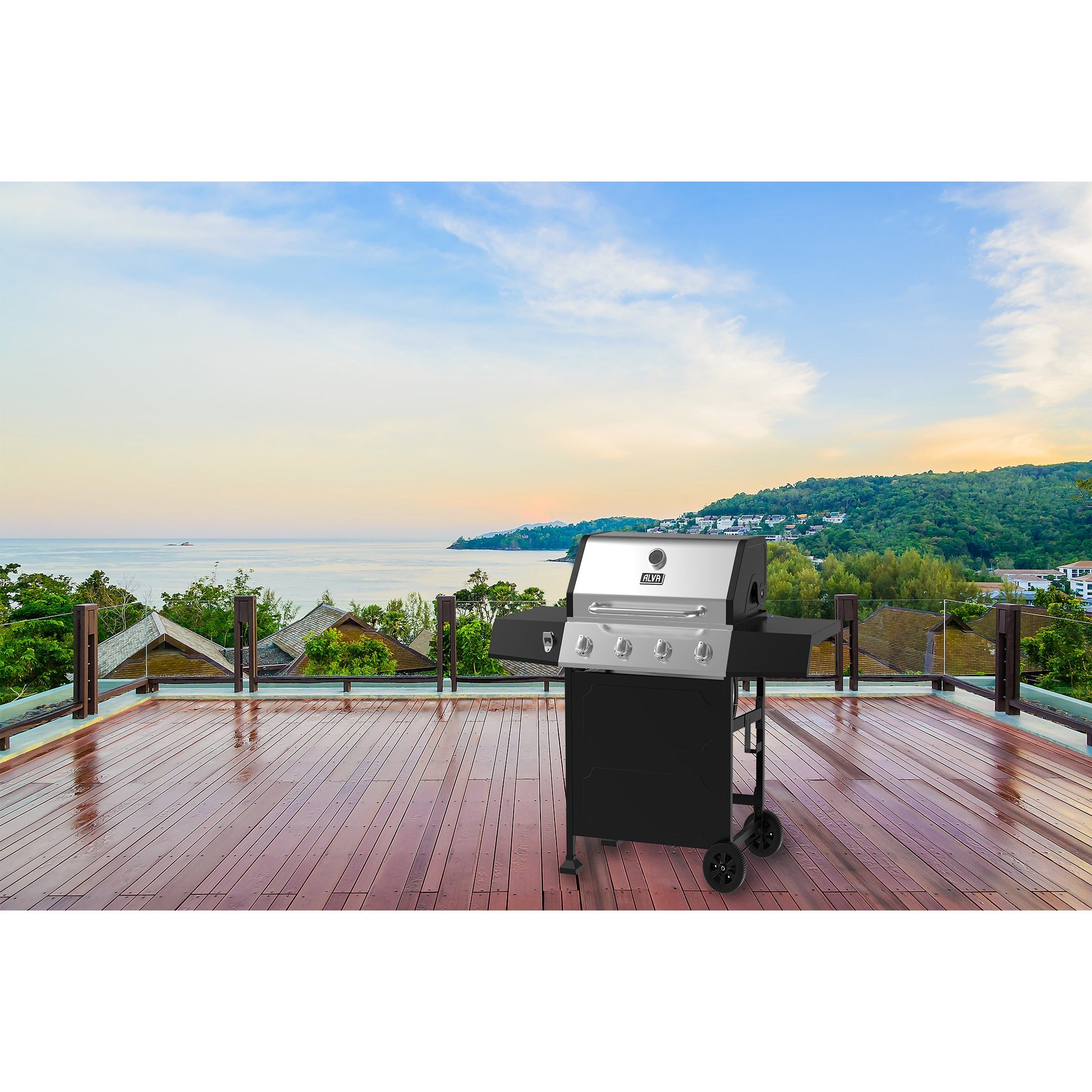 Super 4-Burner Stainless Steel Gas BBQ