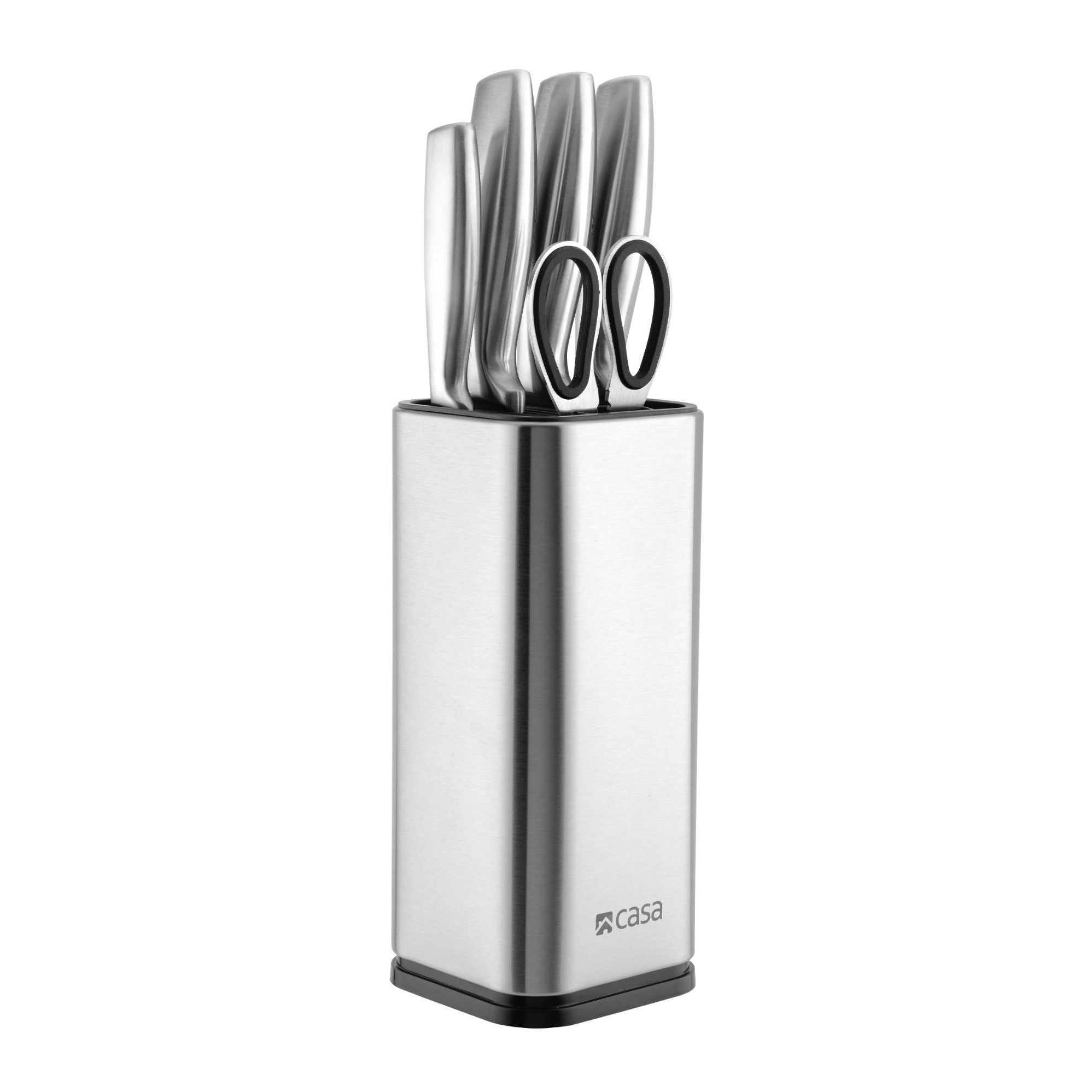 5Pc Knife Set & Block - Steel - Palermo