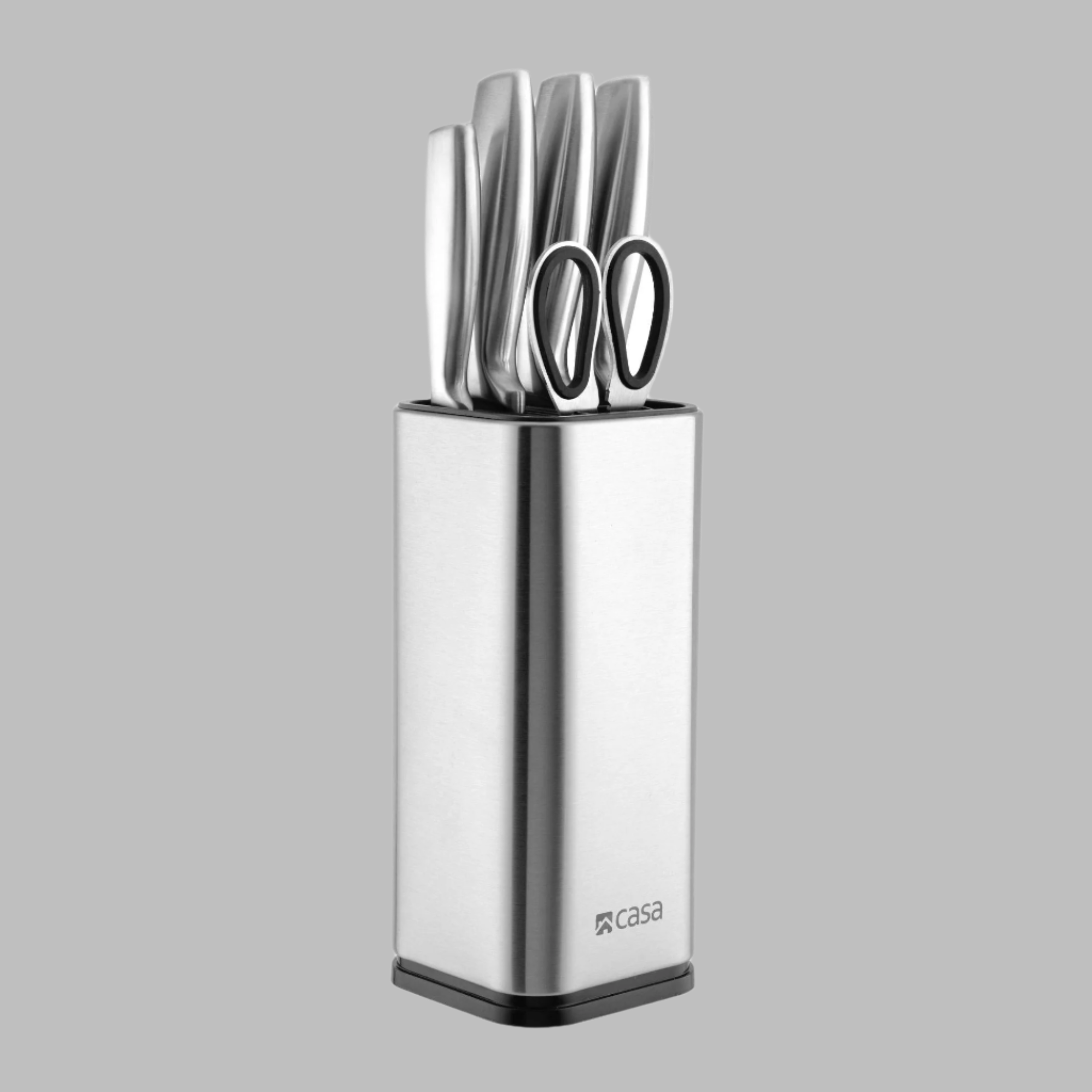 5Pc Knife Set & Block - Steel - Palermo