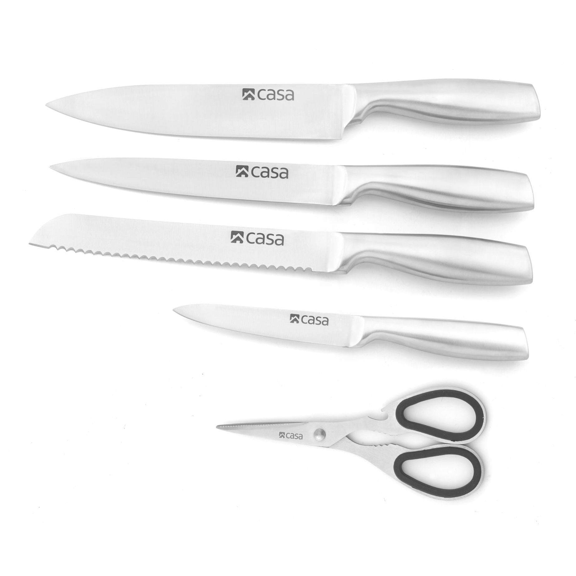 5Pc Knife Set & Block - Steel - Palermo