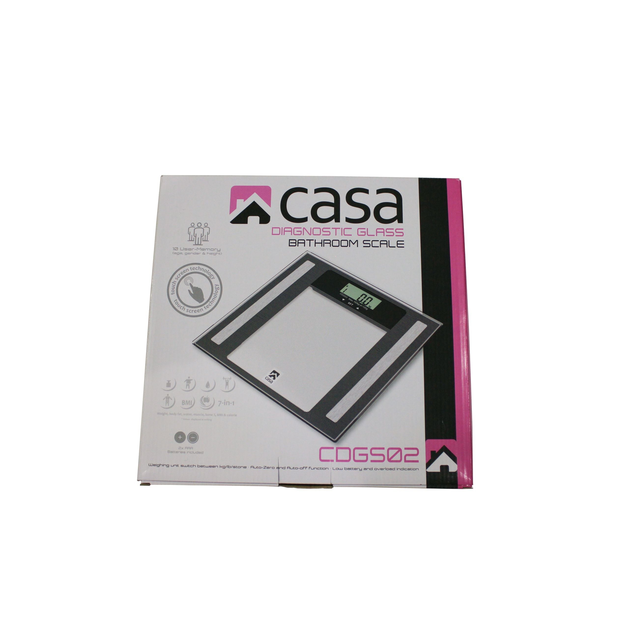 Electronic 7-In-1 Diagnostic Glass Bathroom Scale