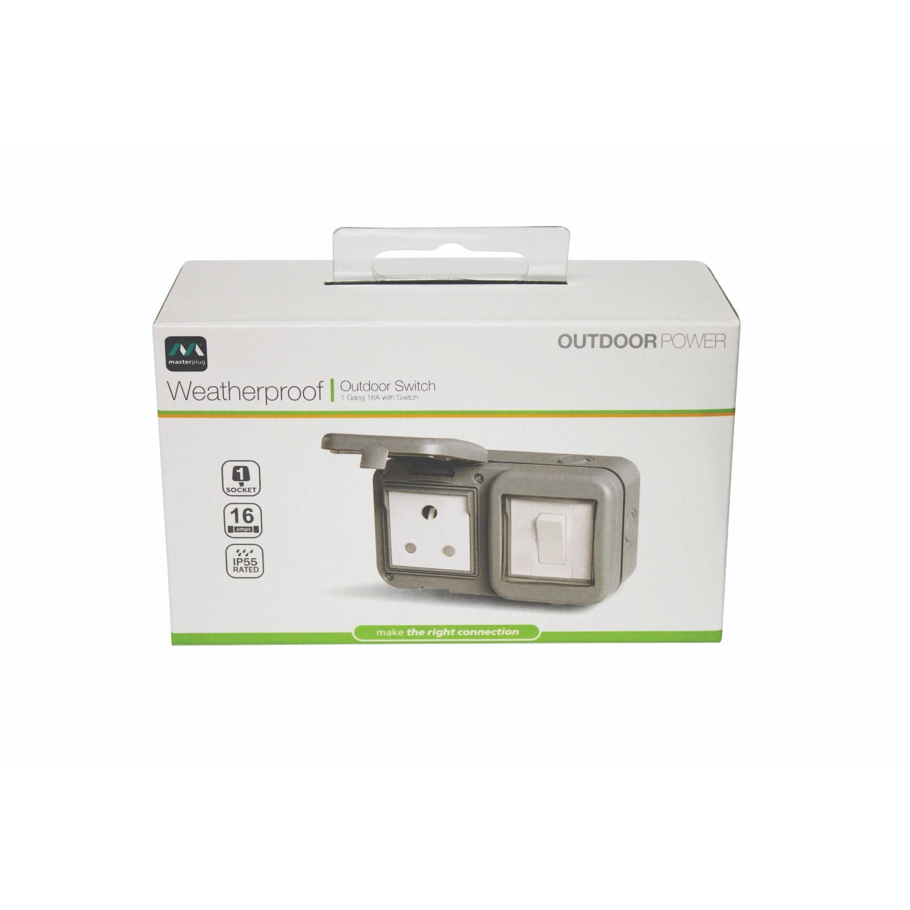 IP55 Single Outdoor Switch & Sa Socket (1 x 3 Pin)