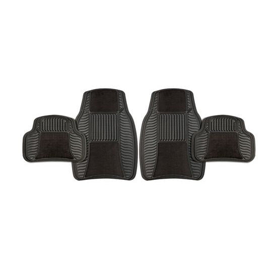 4PC RUBBER/VELOUR CAR FLOOR MAT SET