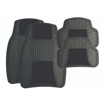 4PC RUBBER/VELOUR CAR FLOOR MAT SET