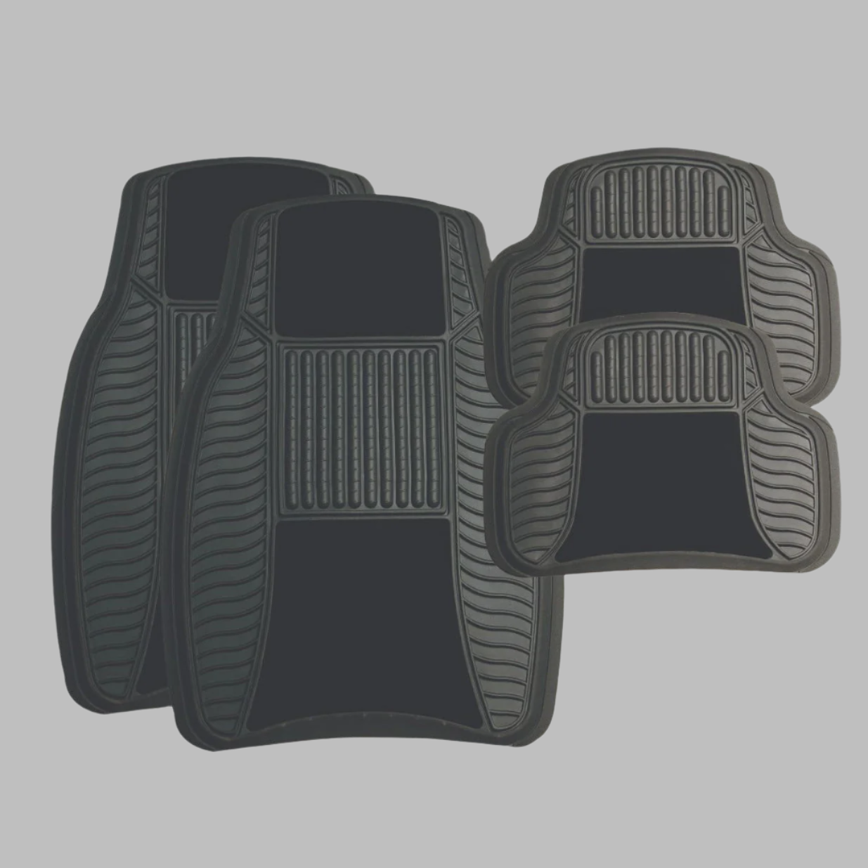 Car Mat 4Pc Set - Rubber/Velour