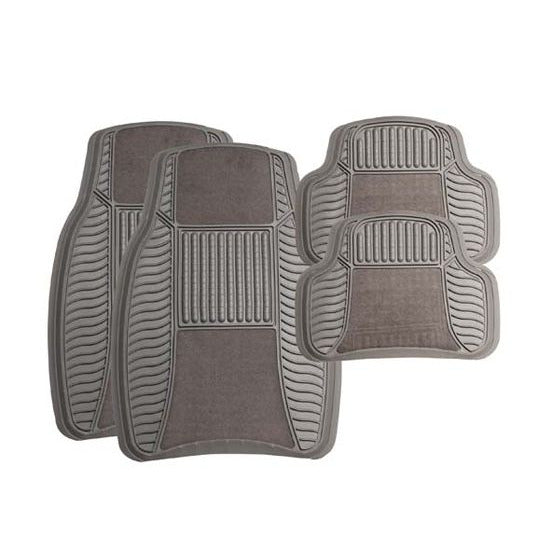 4PC RUBBER/VELOUR CAR FLOOR MAT SET