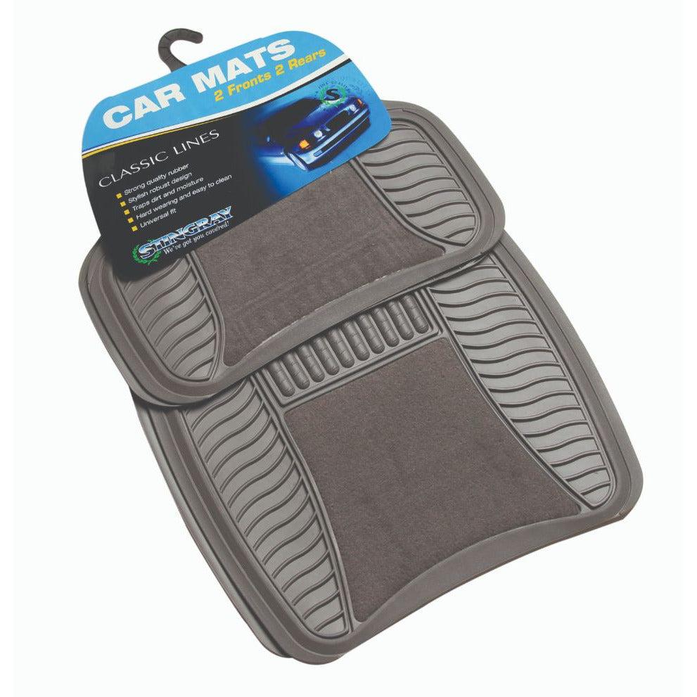 Car Mat 4Pc Set - Rubber/Velour