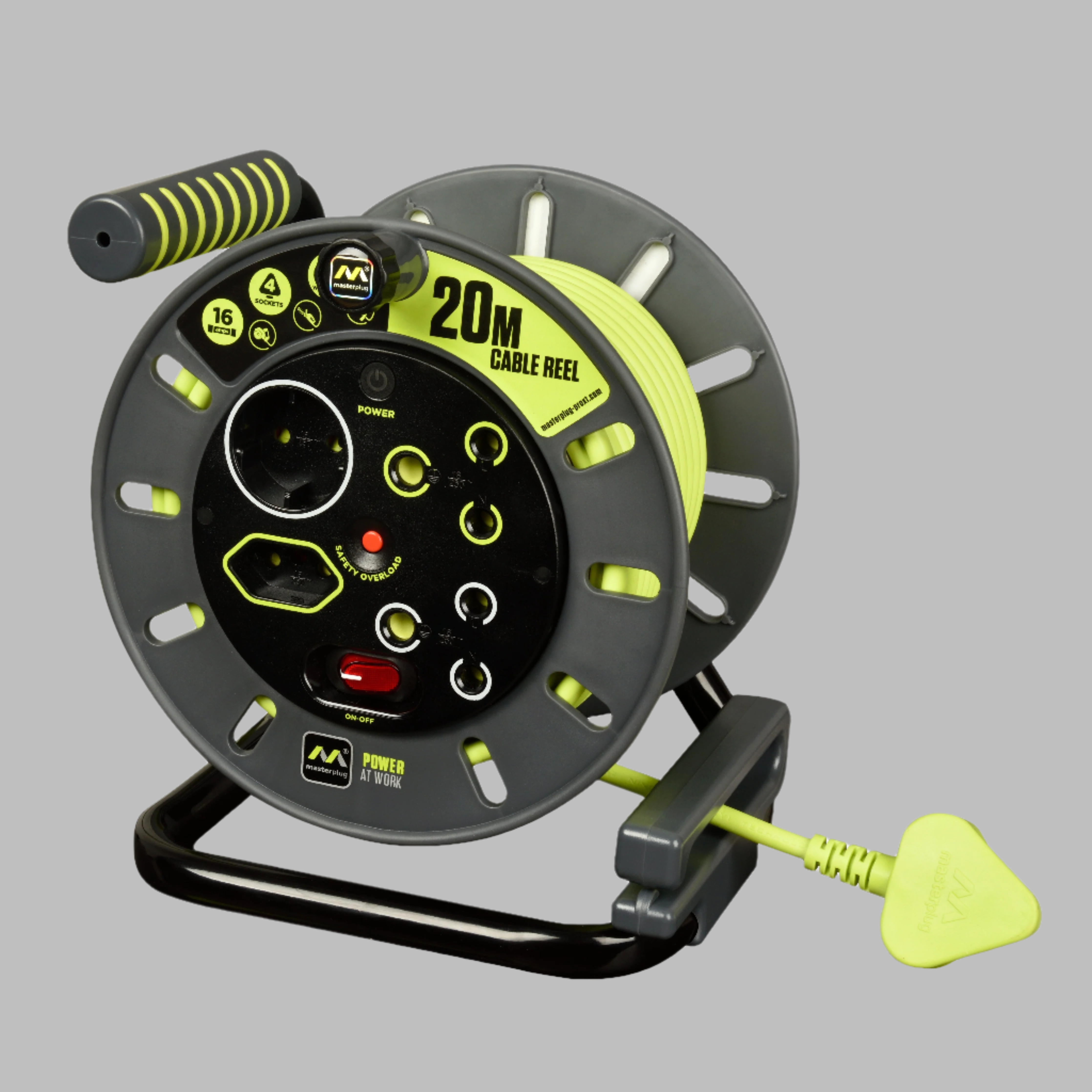 Pro-Xt 20m Medium Duty Cable Open Reel - 4 Socket With Switch