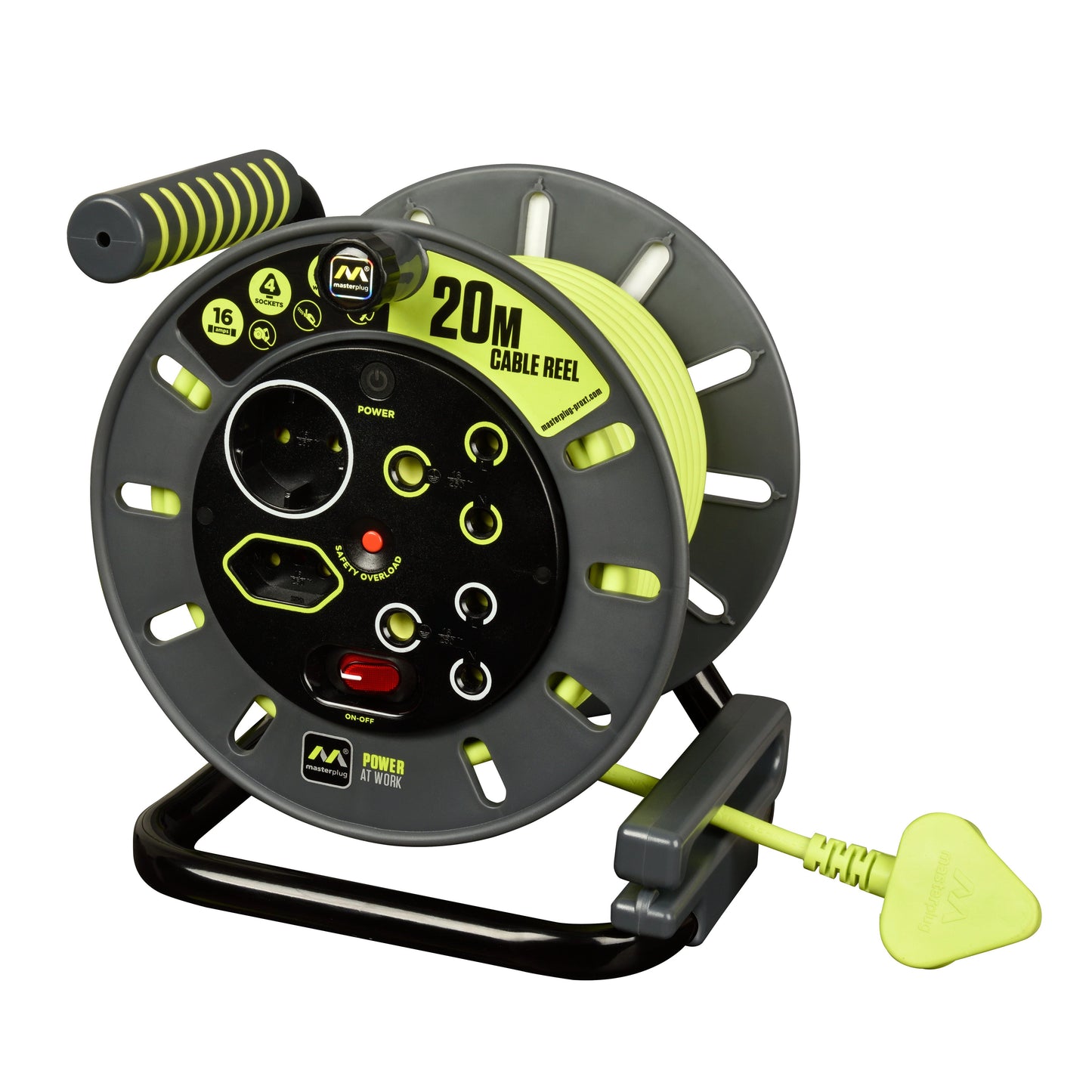 PRO-XT MEDIUM DUTY 20M CABLE OPEN REEL - 4 SOCKET WITH SWITCH