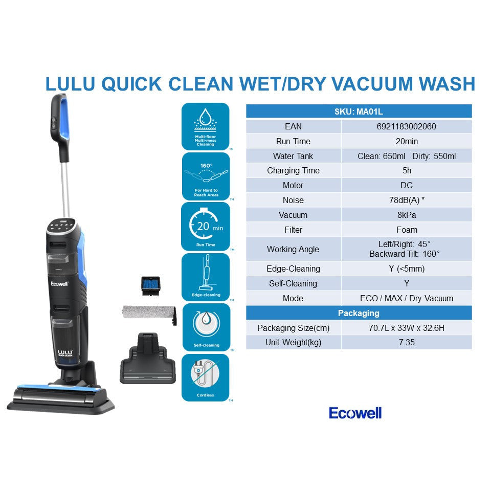 LULU - QUICK CLEAN  - CORDLESS WET/DRY VACUUM & WASH