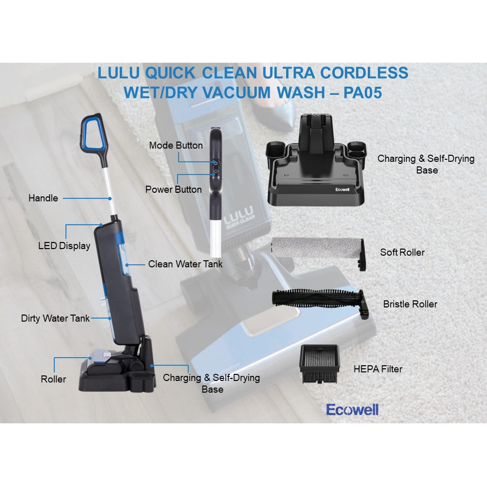 Lulu - Quick Clean Ultra Cordless Wet/Dry Vacuum Wash